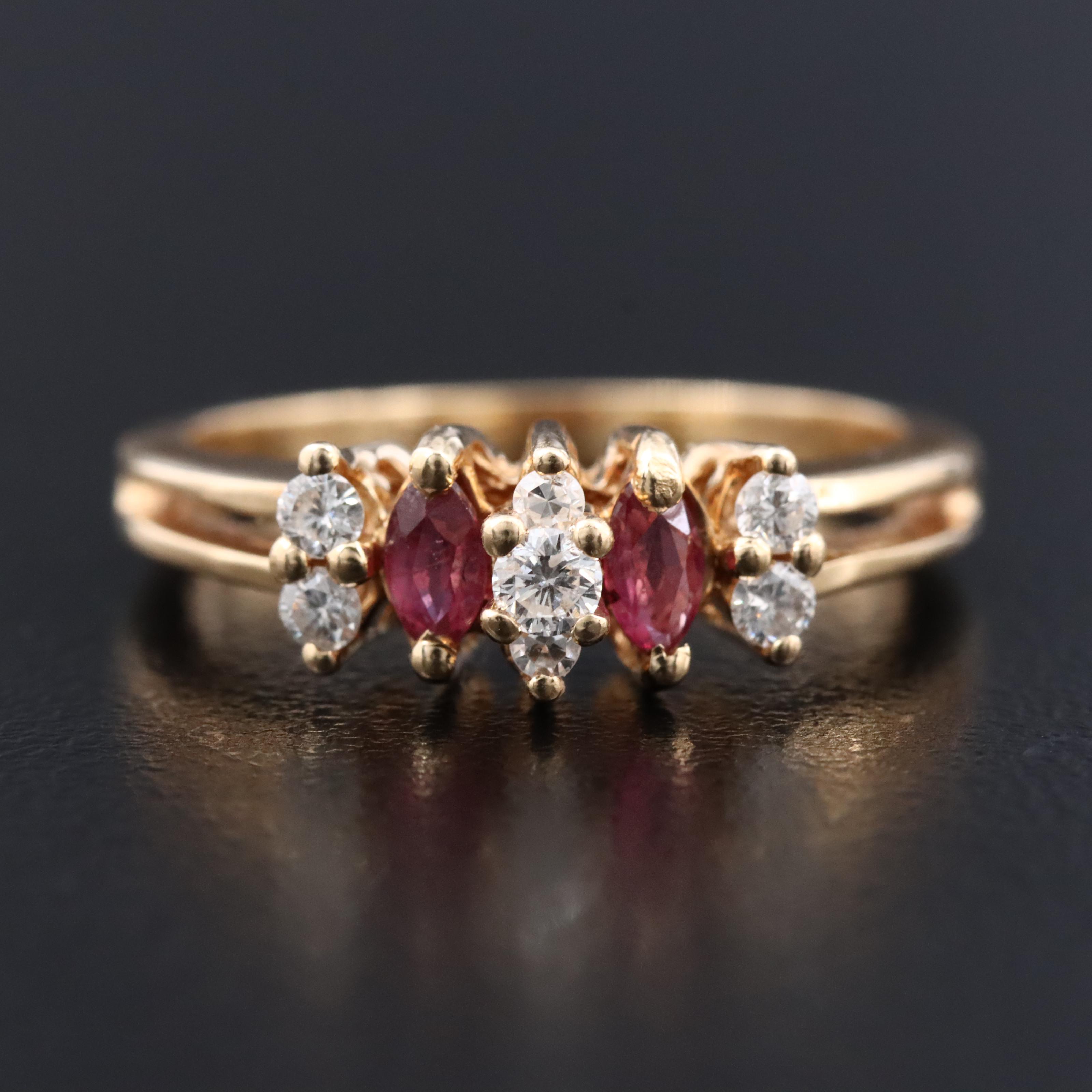 14K 0.20 CTW Diamond and Ruby Ring