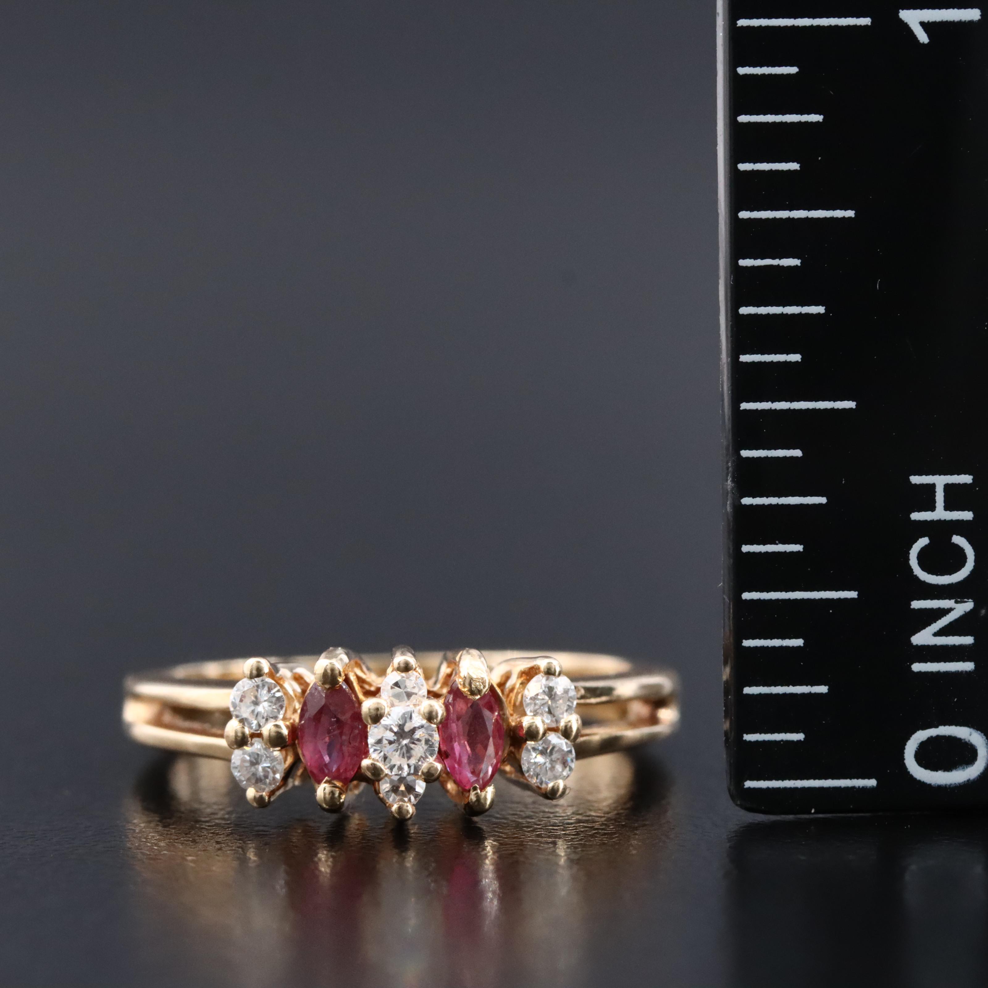 14K 0.20 CTW Diamond and Ruby Ring