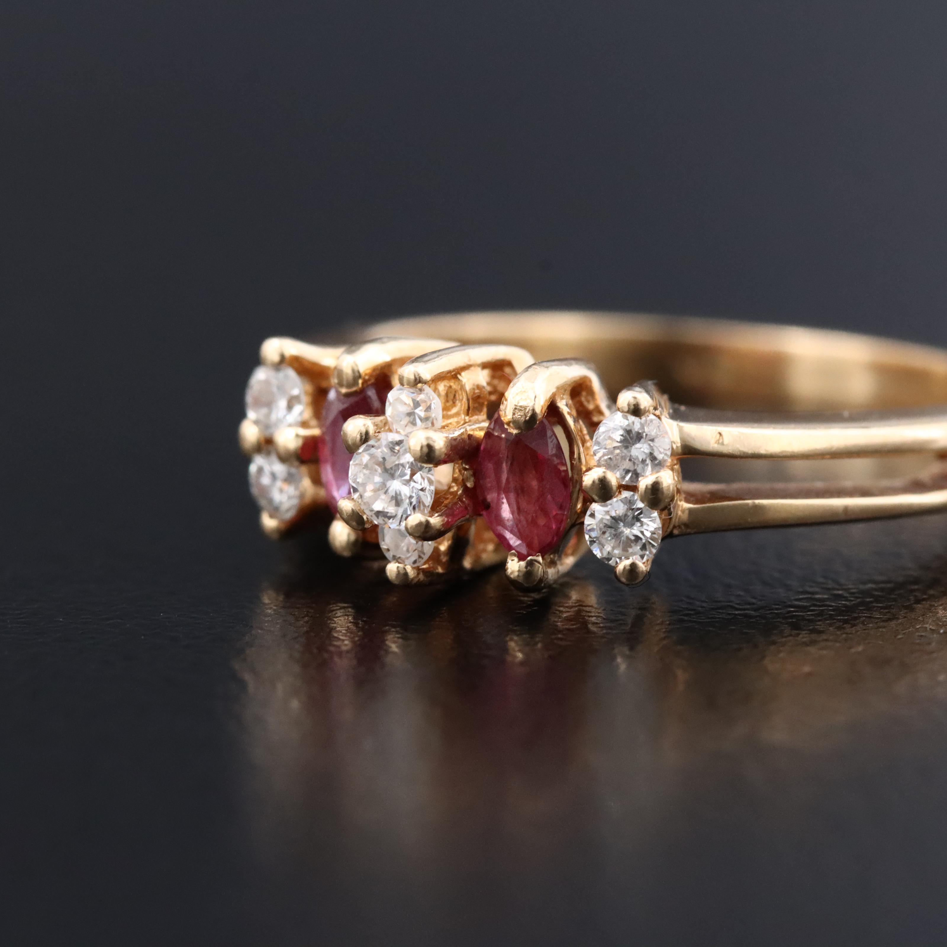 14K 0.20 CTW Diamond and Ruby Ring