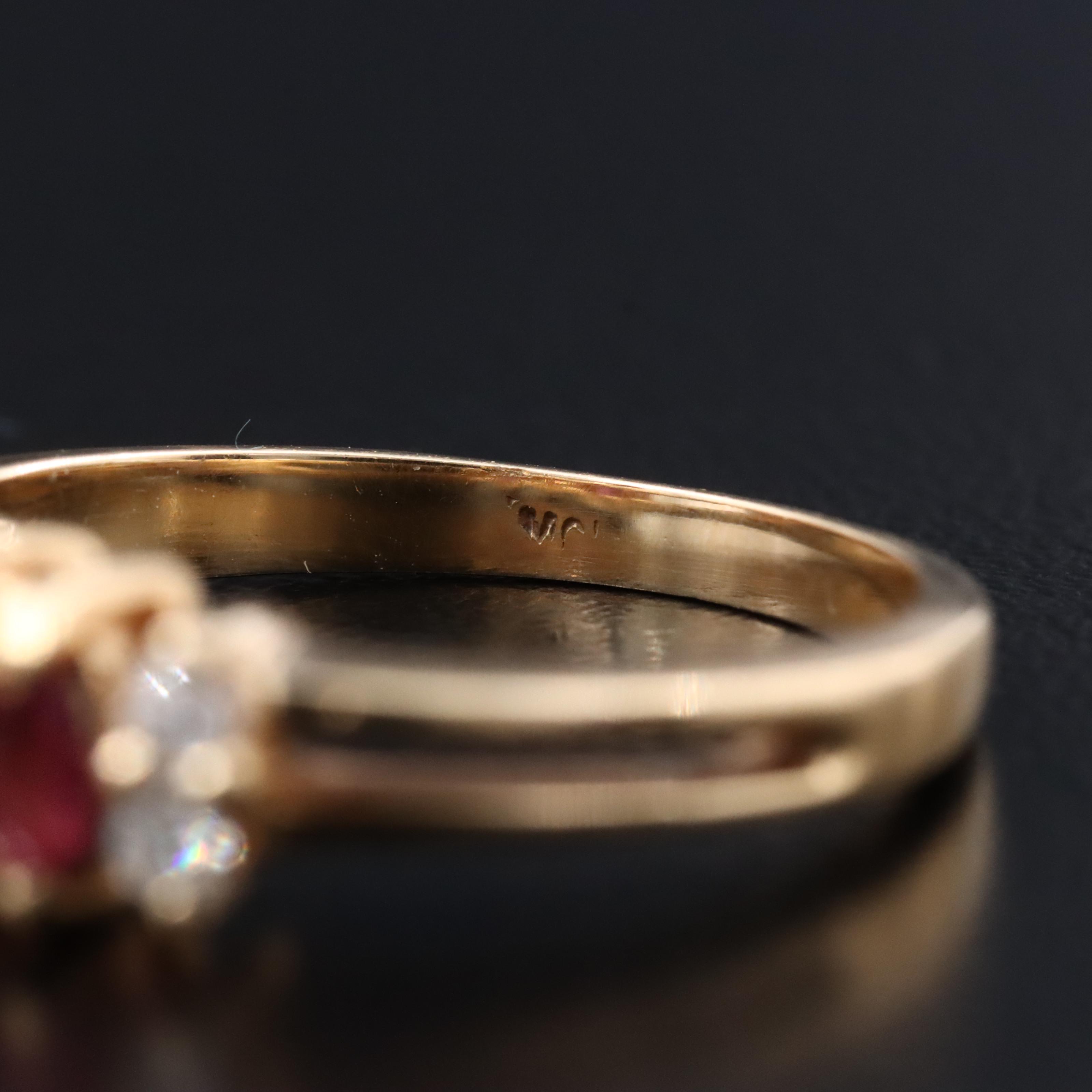 14K 0.20 CTW Diamond and Ruby Ring