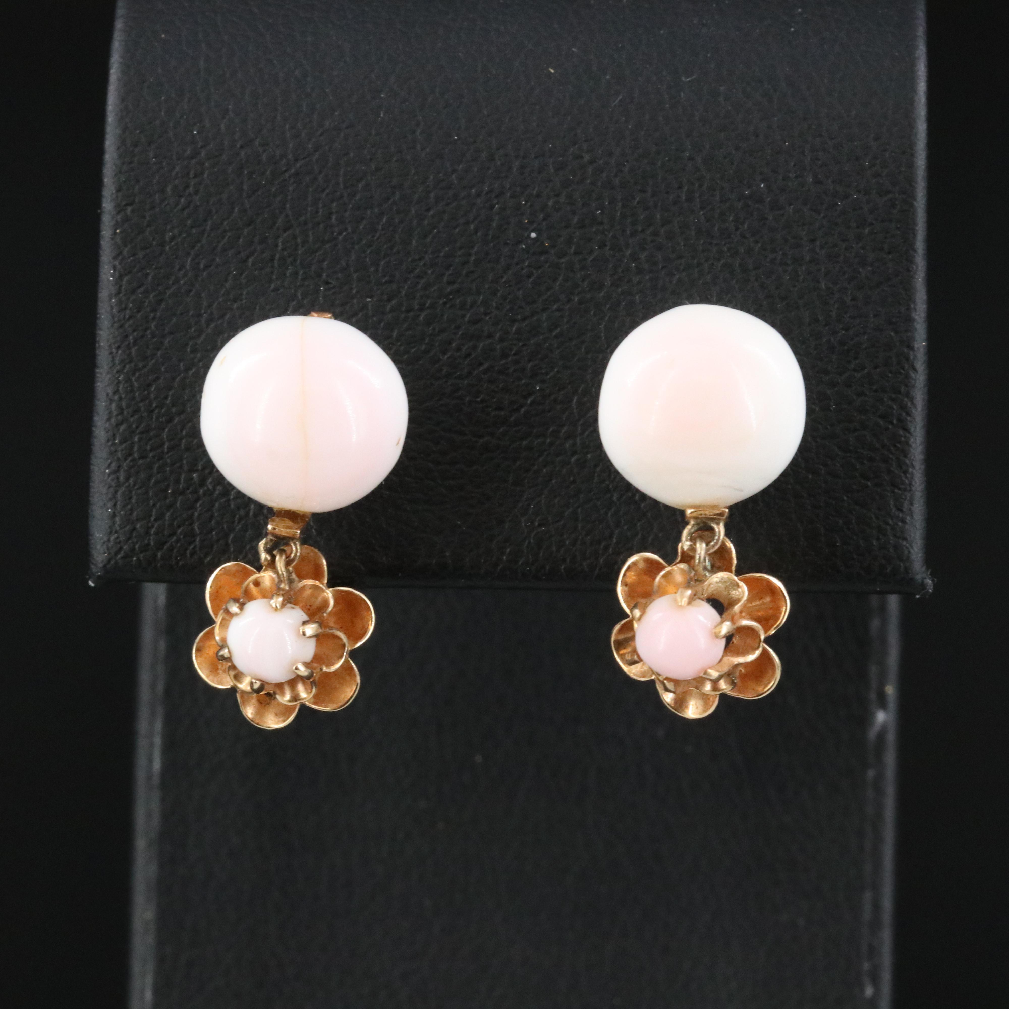 14K Shell Flower Drop Earrings