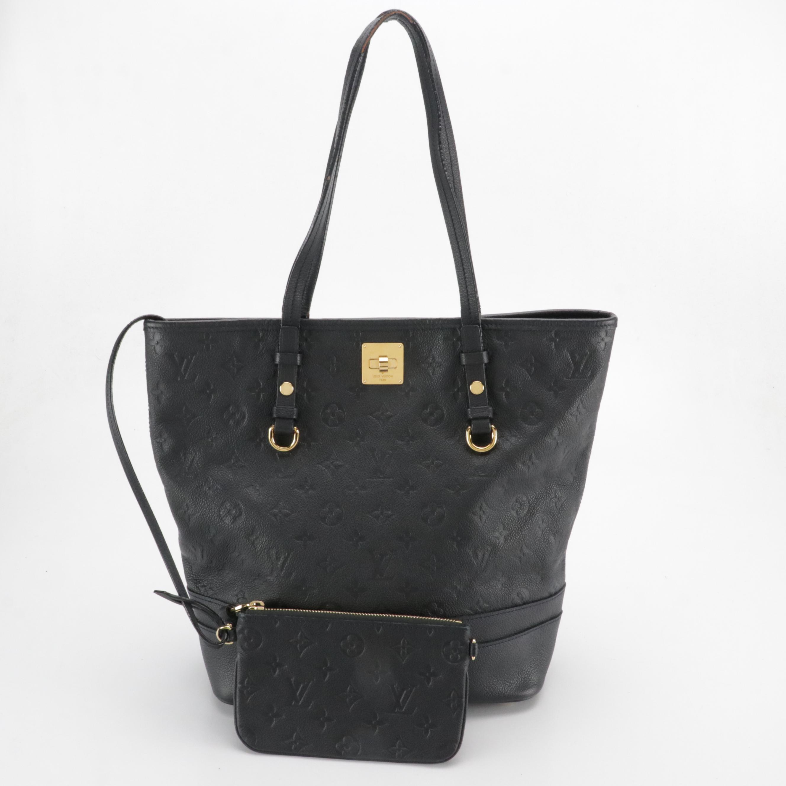 Louis Vuitton Citadine PM Tote and Zip Pouch in Blue Infini Empreinte Leather