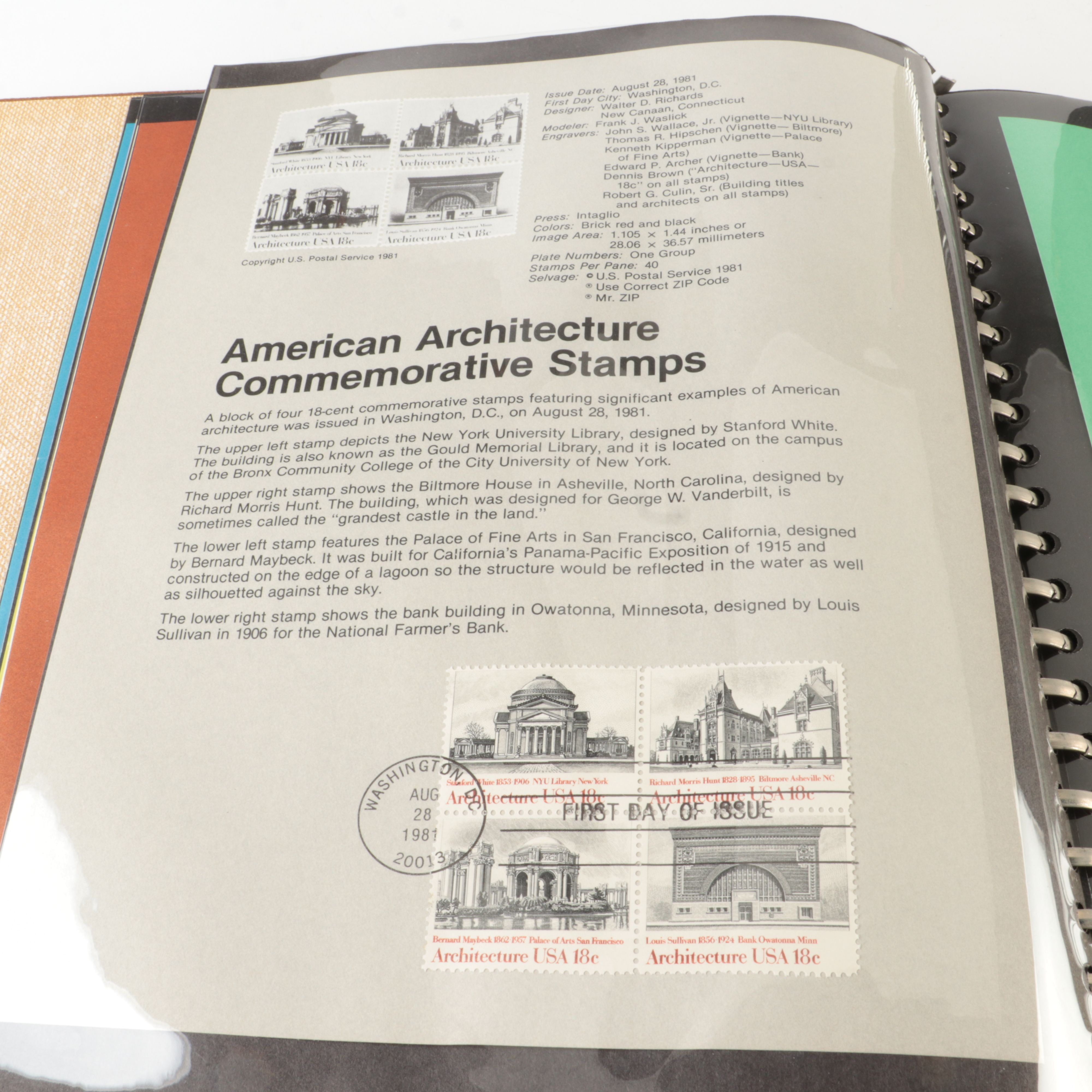 Five  Albums of U.S. First Day Panels, 1980 to 1985