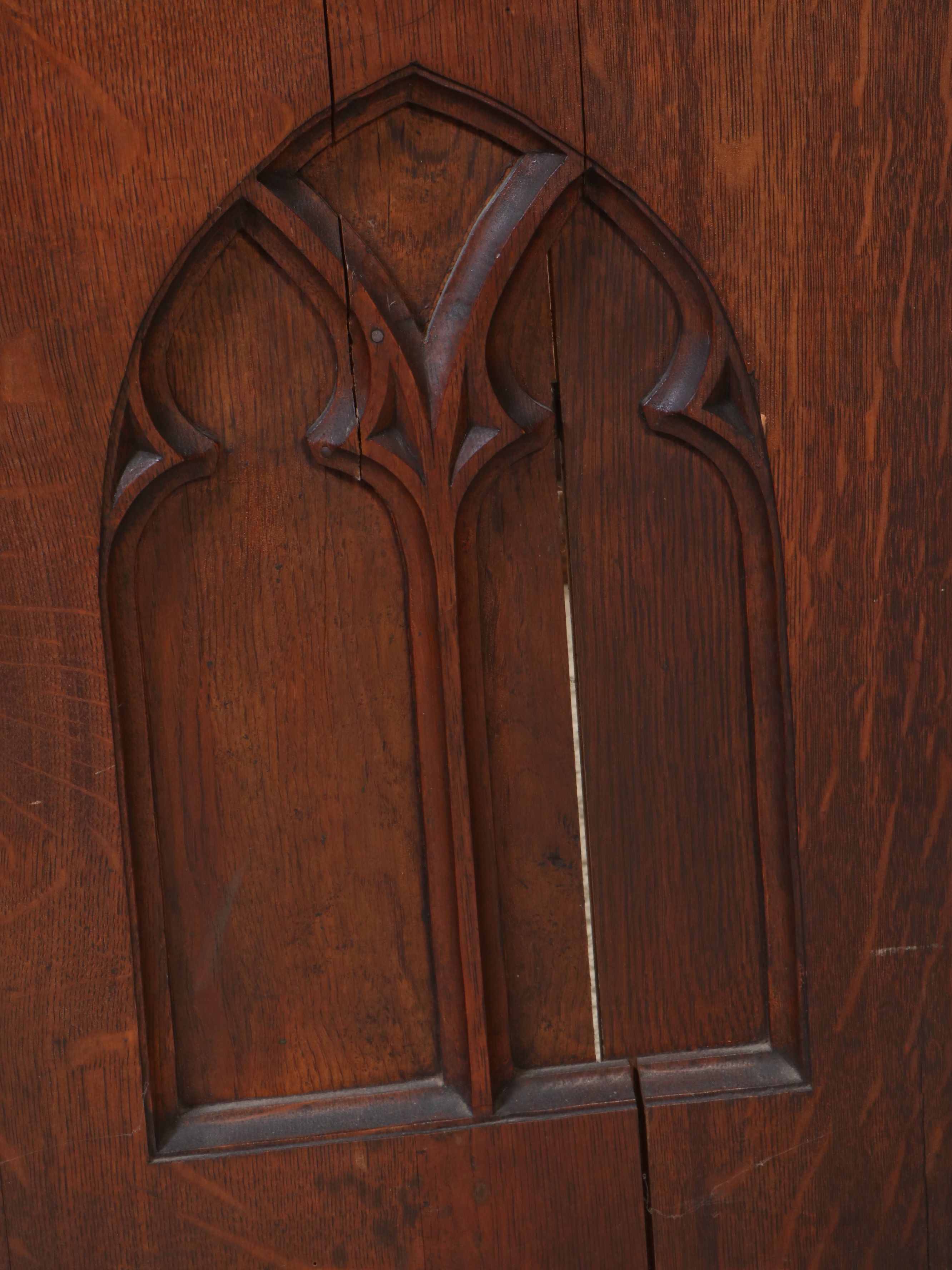 Gothic Revival Style Oak Church Pew, Early 20th Century
