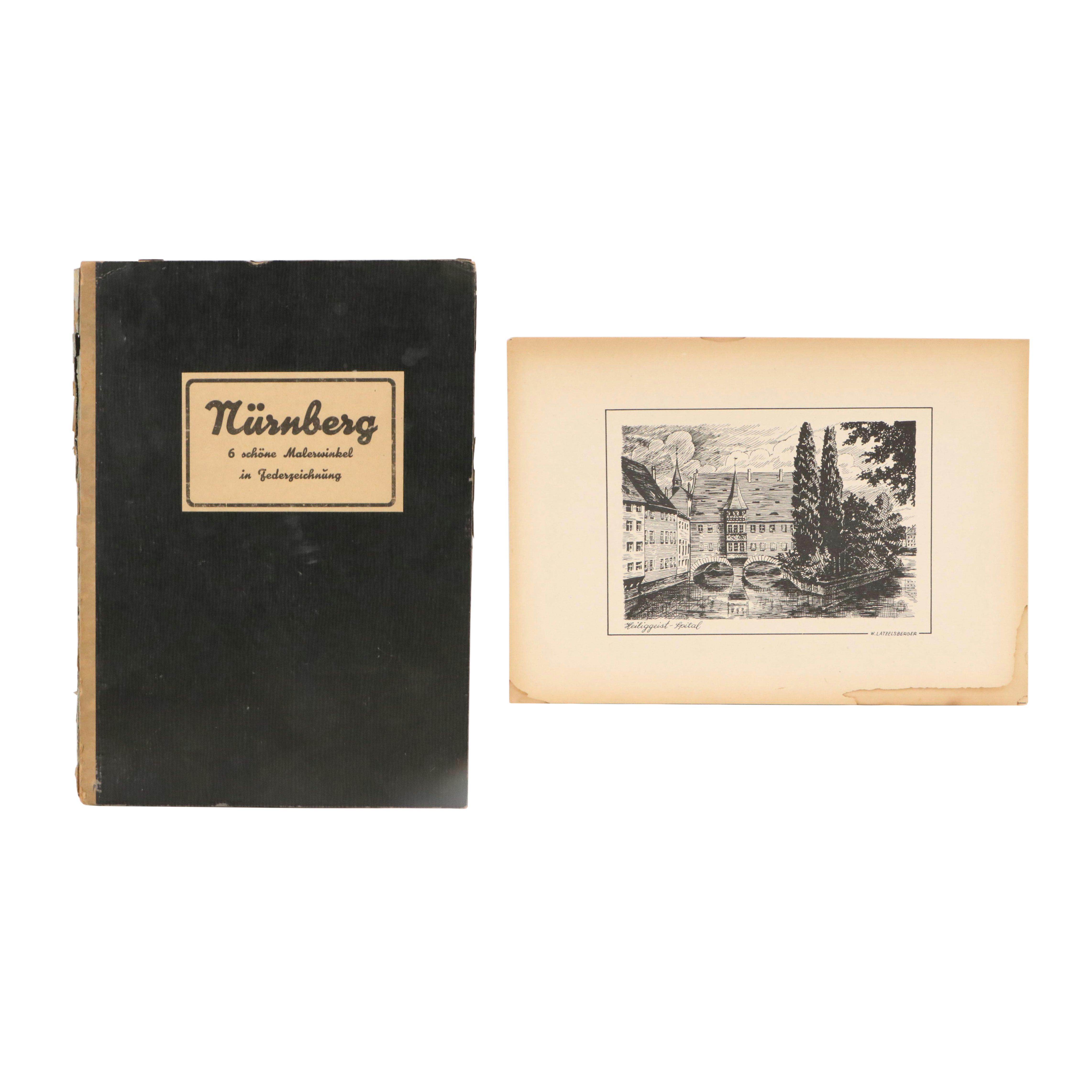 W. Latzelsberger Lithographs "Nuremberg - 6 Drawings," Early to Mid-20th Century