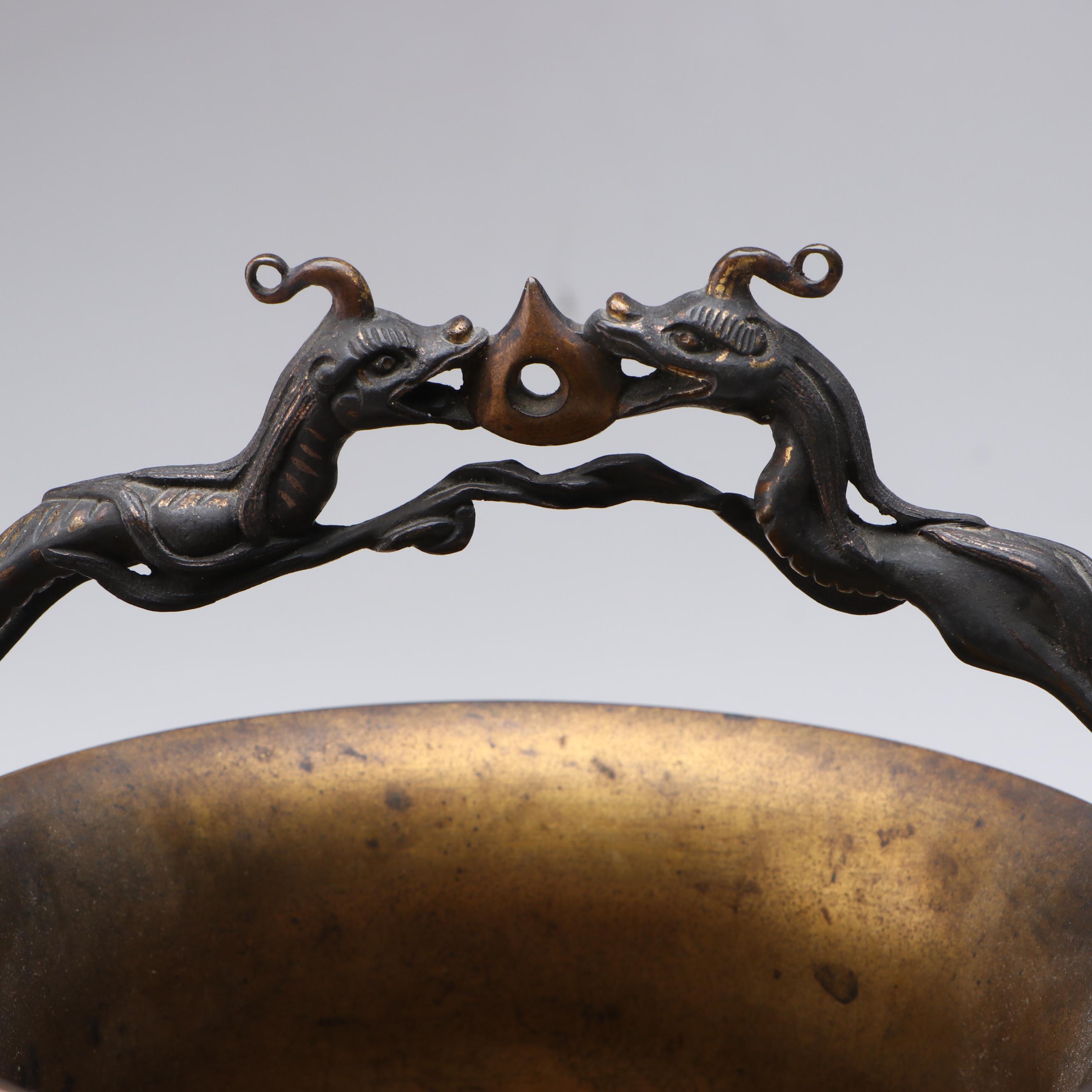 Alphonse Giroux Japonism Brass and Silver Plate with Copper Inlay Vase