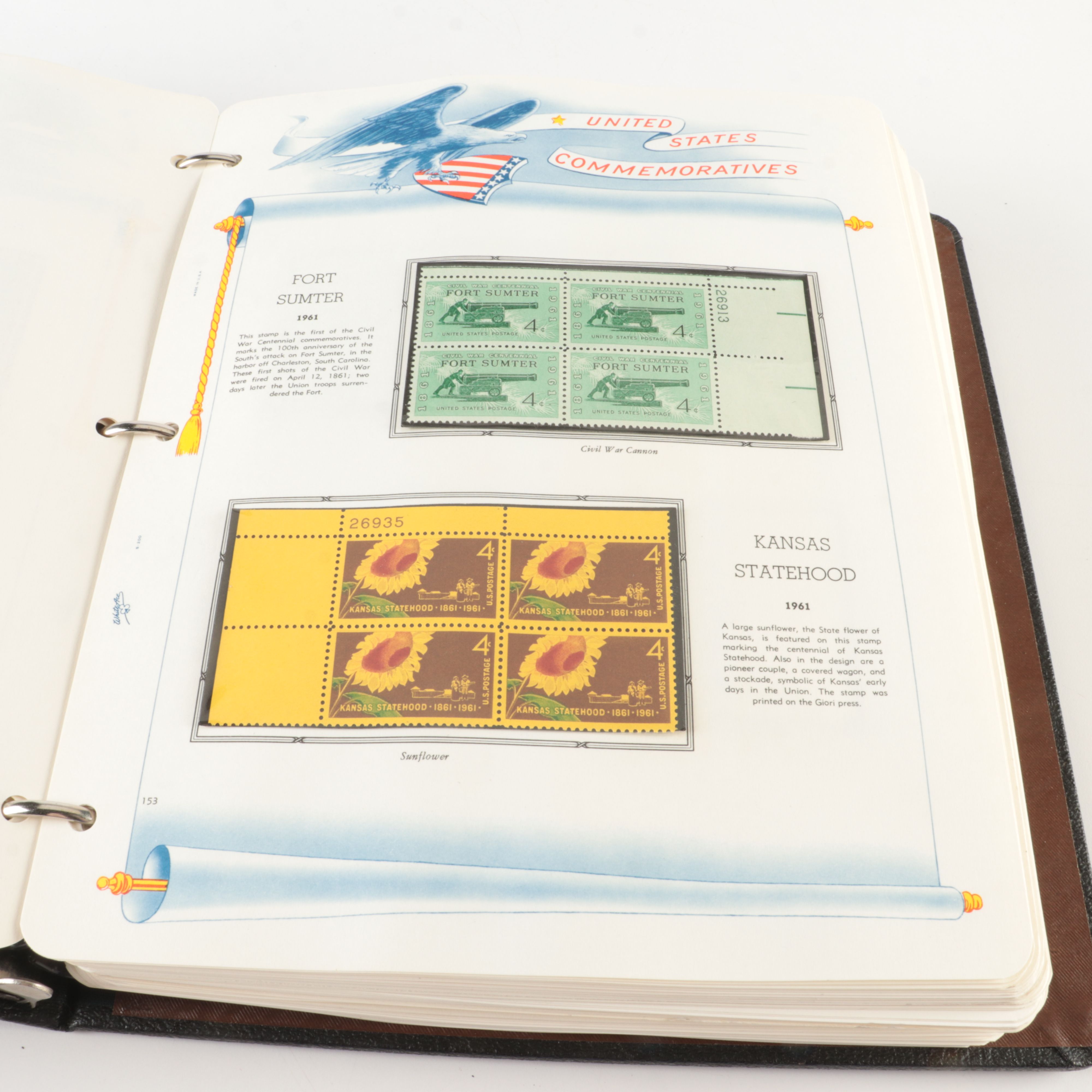 Two Albums of Mint Condition U.S. Stamp Plate Blocks and Singles, 1950 to 1971