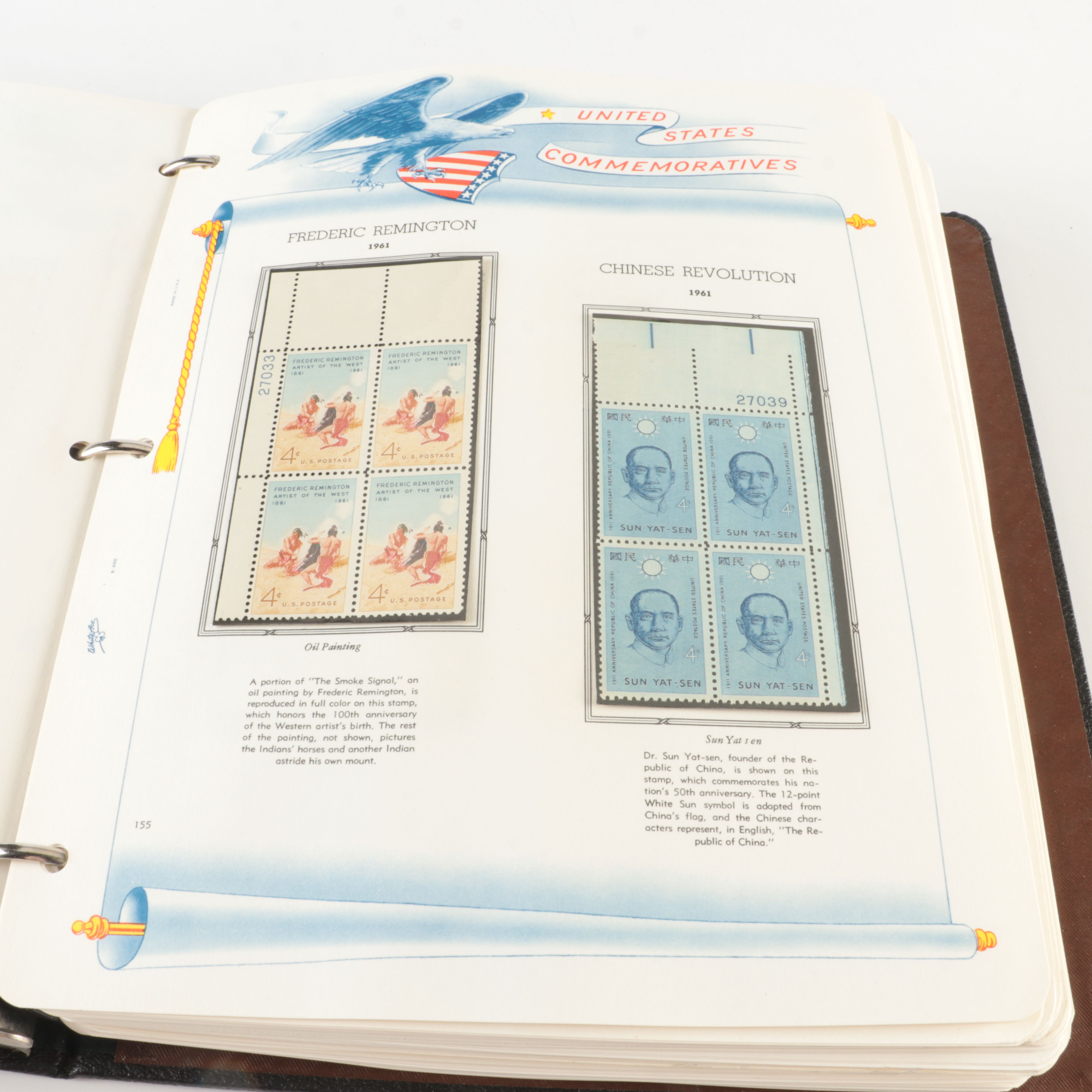 Two Albums of Mint Condition U.S. Stamp Plate Blocks and Singles, 1950 to 1971