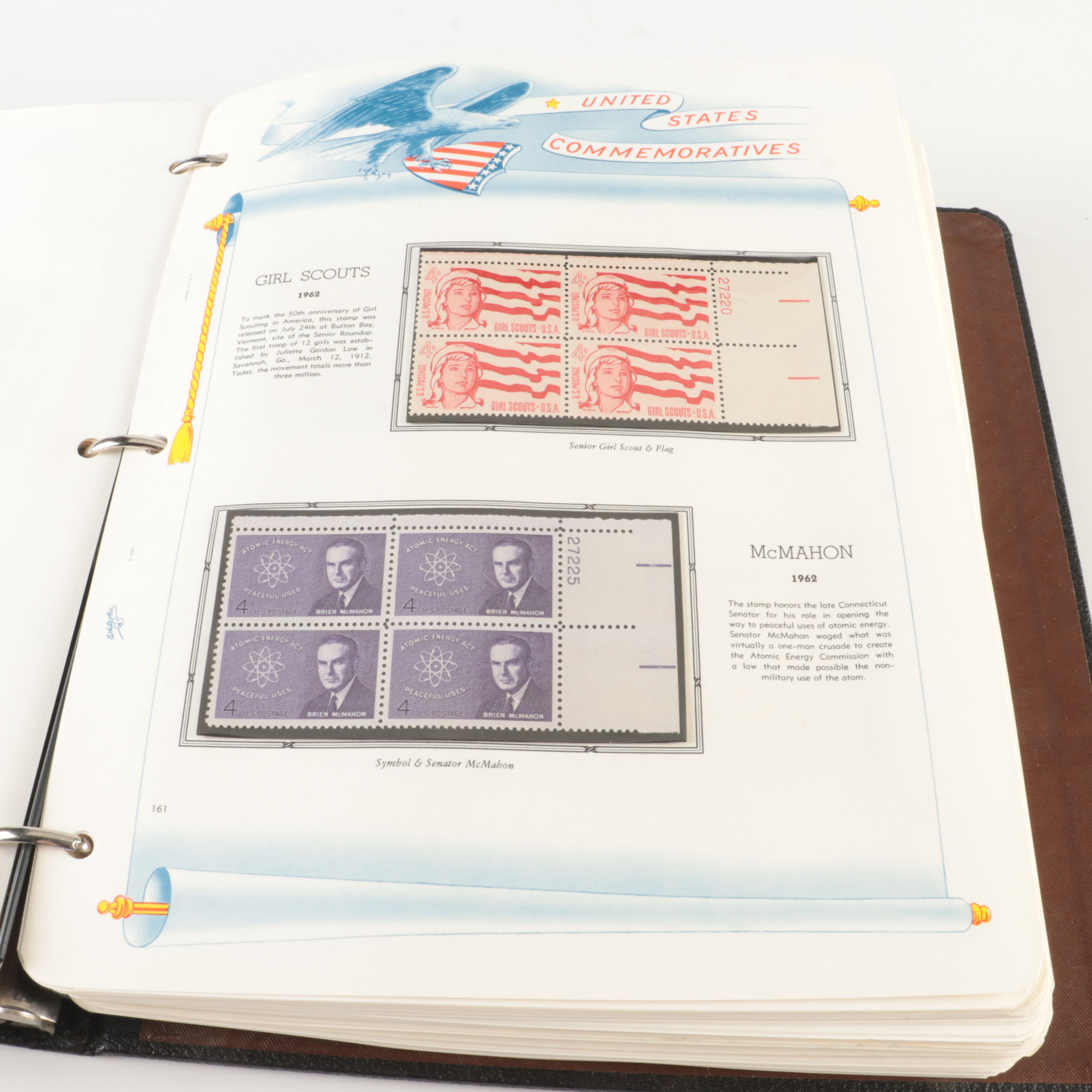 Two Albums of Mint Condition U.S. Stamp Plate Blocks and Singles, 1950 to 1971