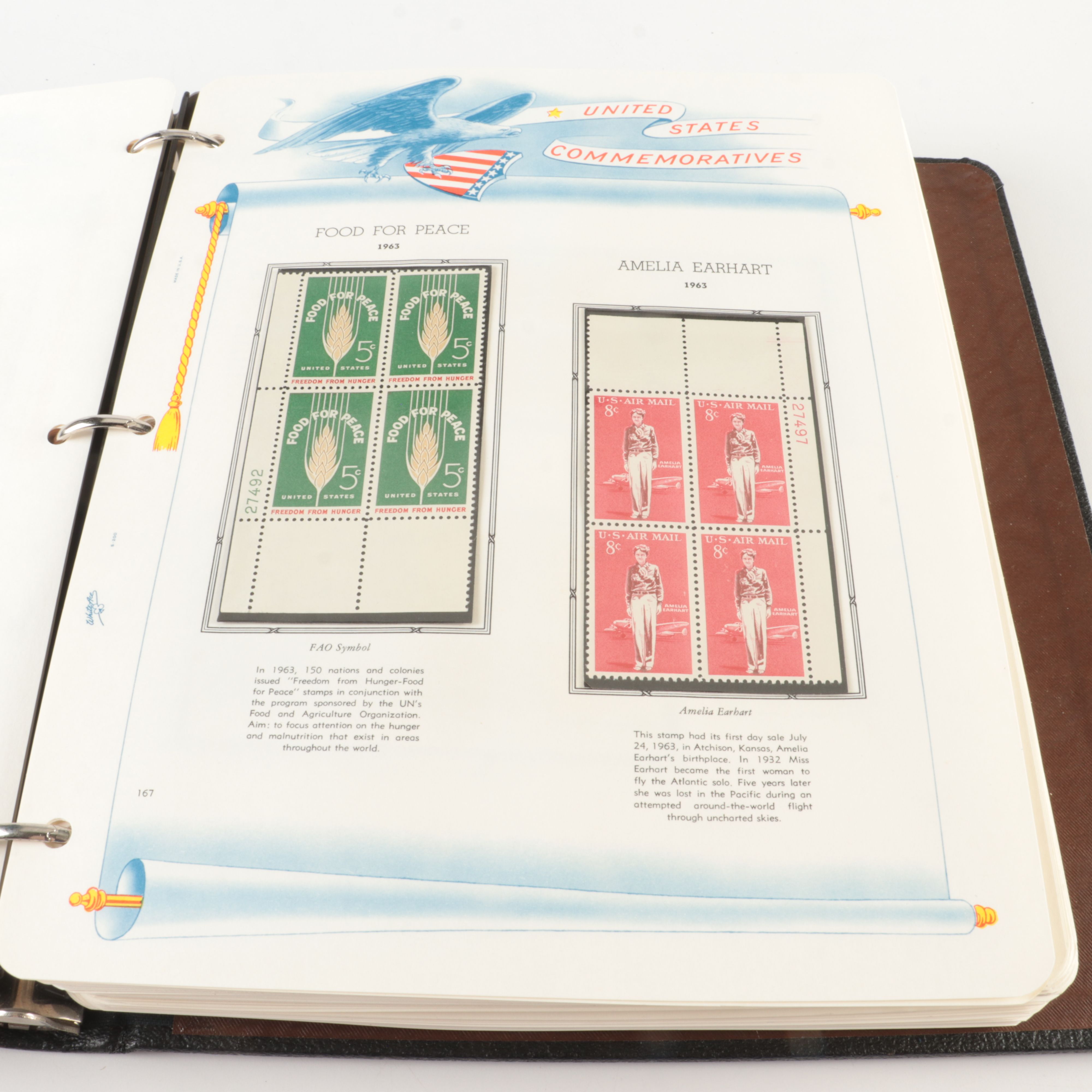 Two Albums of Mint Condition U.S. Stamp Plate Blocks and Singles, 1950 to 1971