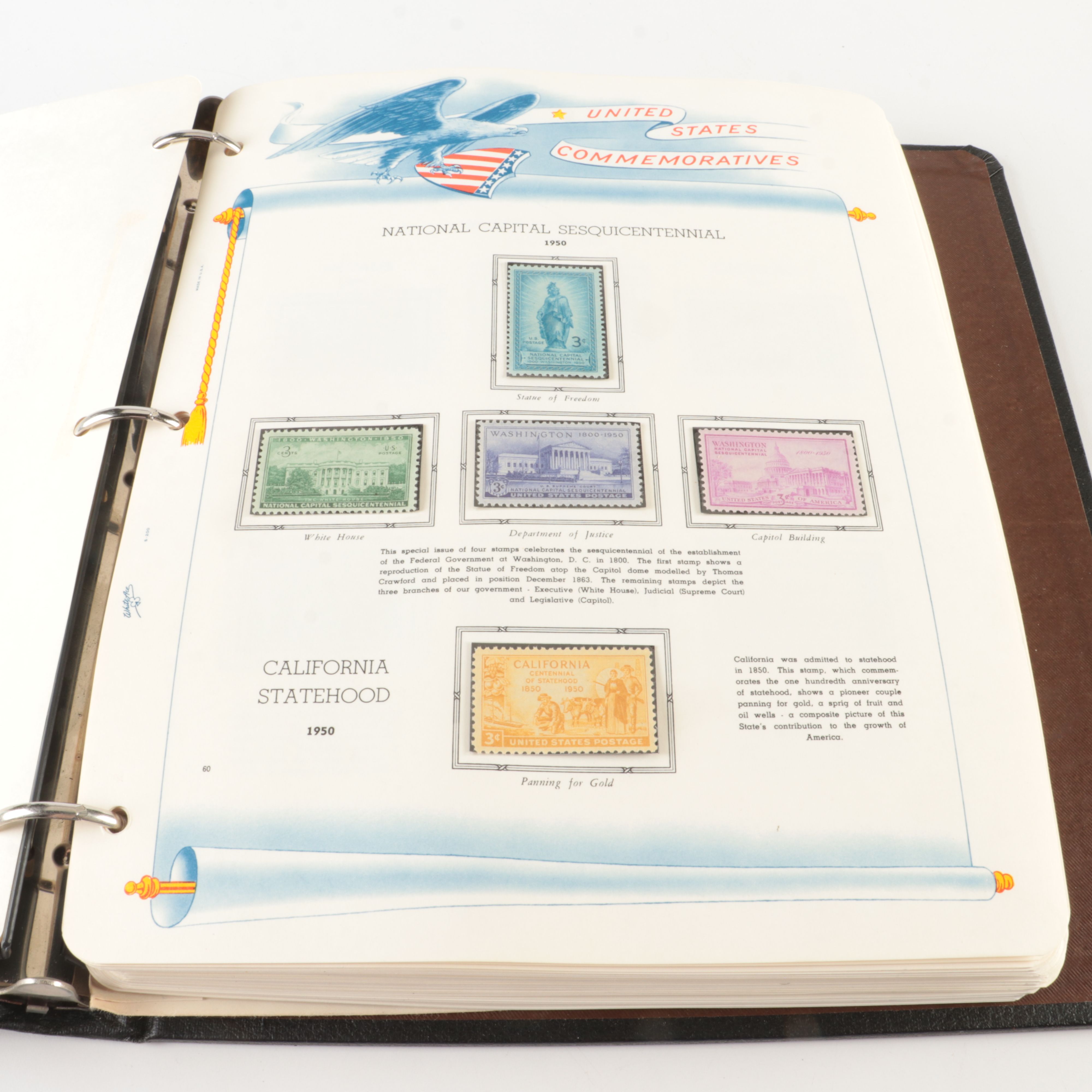 Two Albums of Mint Condition U.S. Stamp Plate Blocks and Singles, 1950 to 1971