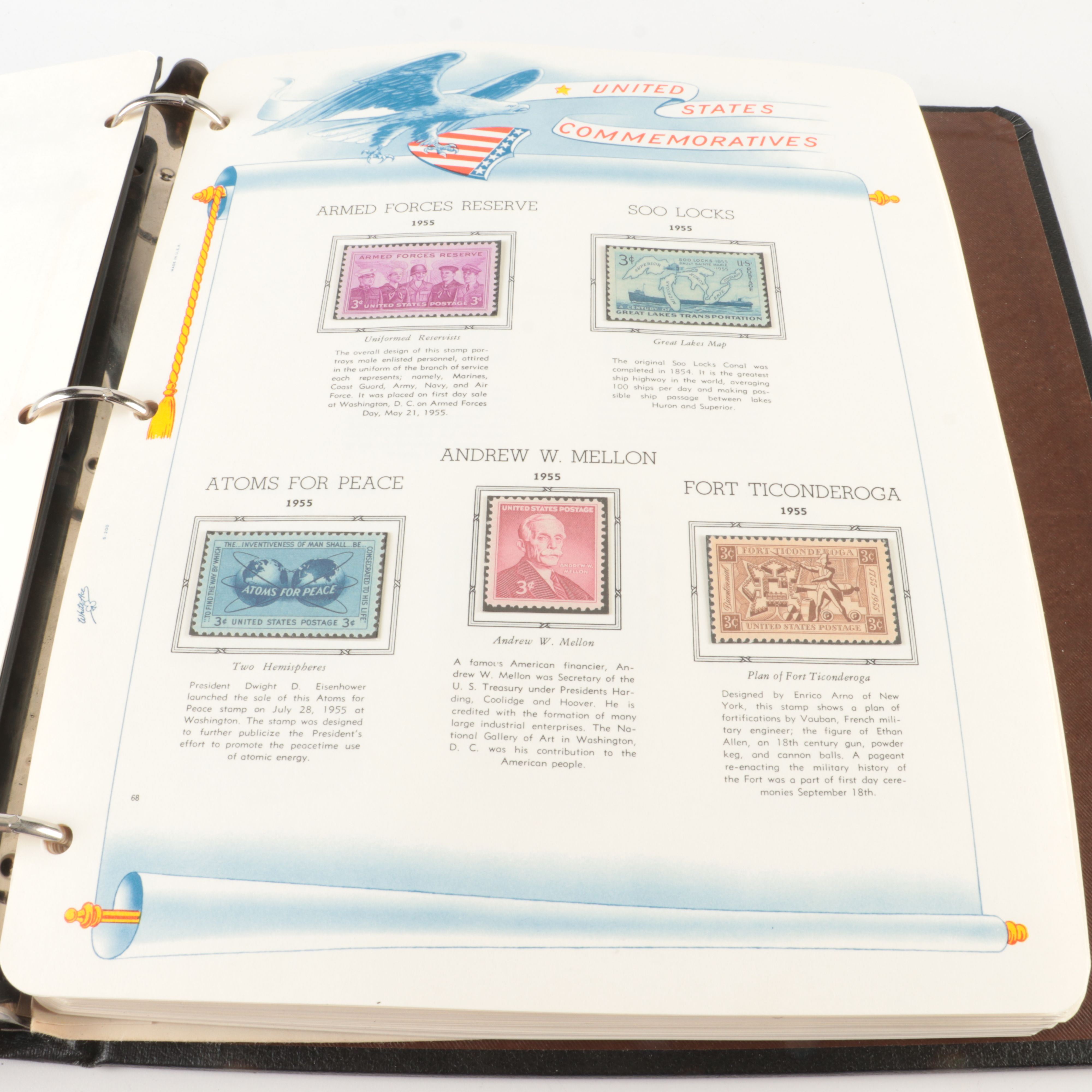 Two Albums of Mint Condition U.S. Stamp Plate Blocks and Singles, 1950 to 1971