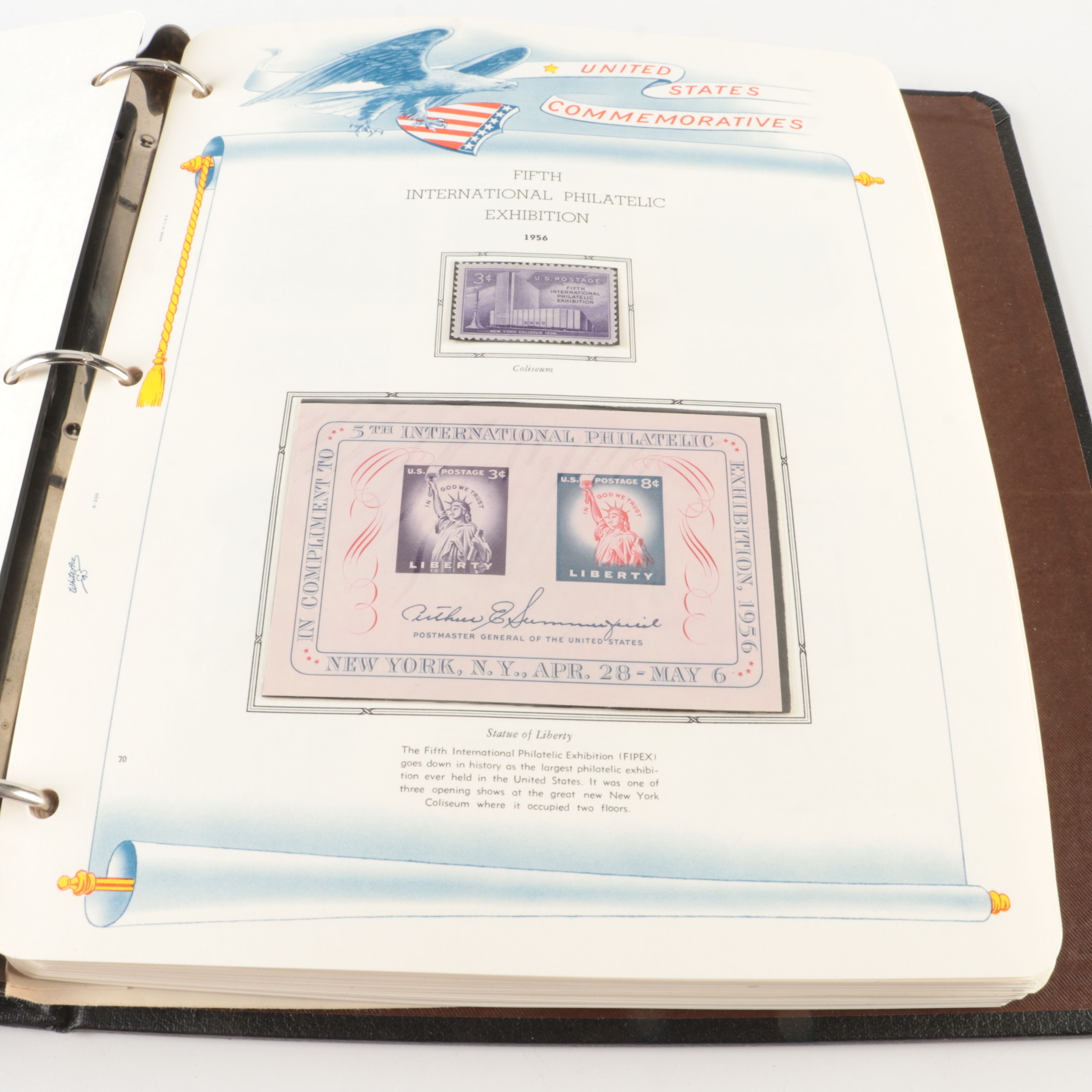 Two Albums of Mint Condition U.S. Stamp Plate Blocks and Singles, 1950 to 1971