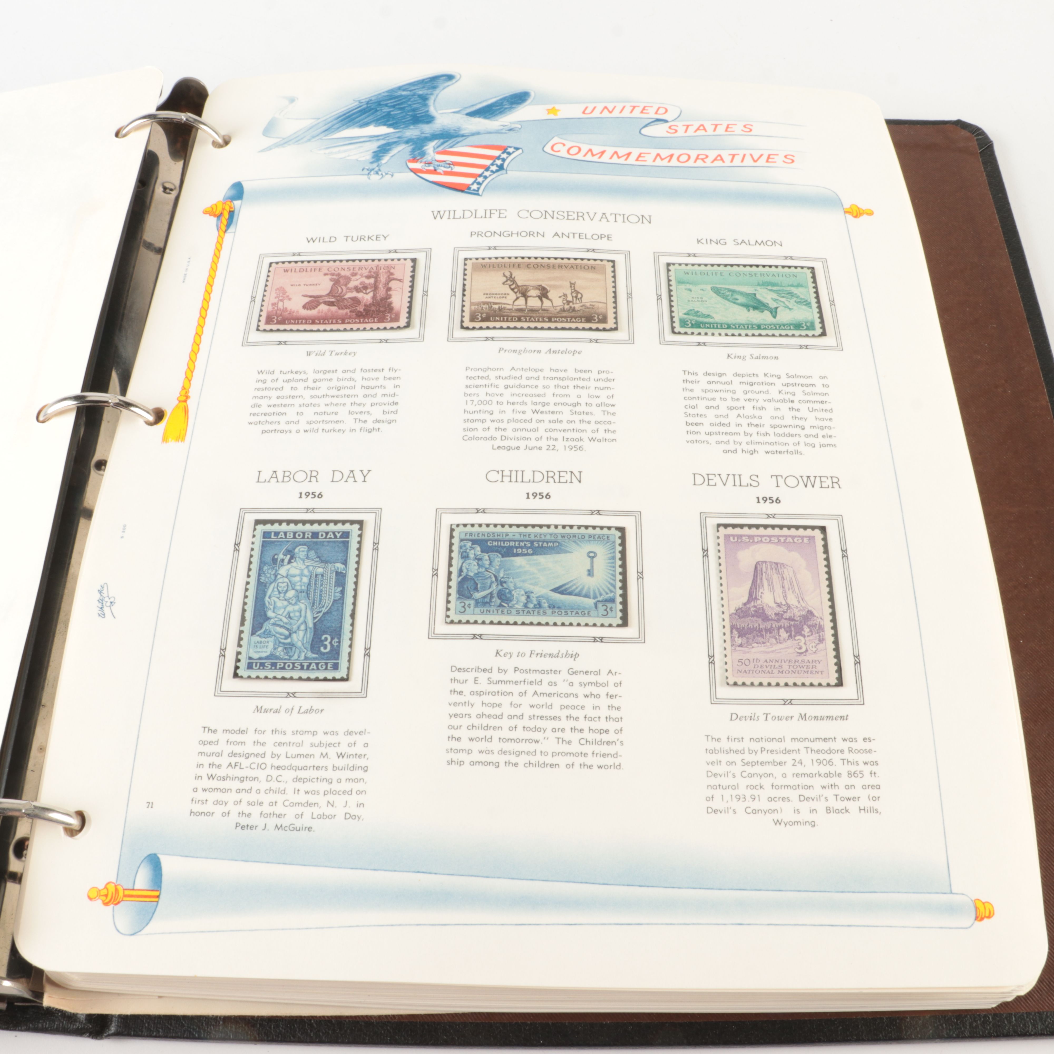 Two Albums of Mint Condition U.S. Stamp Plate Blocks and Singles, 1950 to 1971