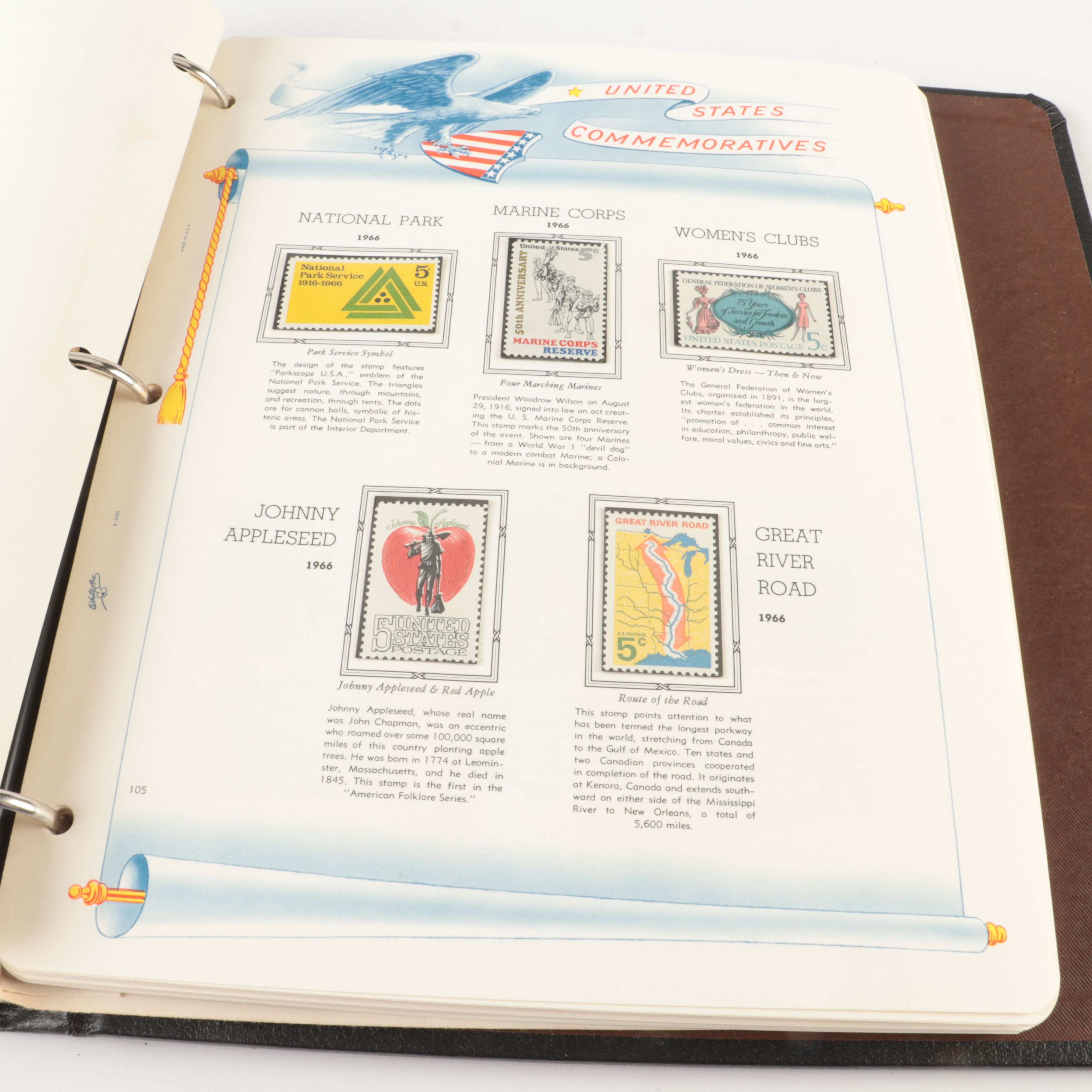 Two Albums of Mint Condition U.S. Stamp Plate Blocks and Singles, 1950 to 1971