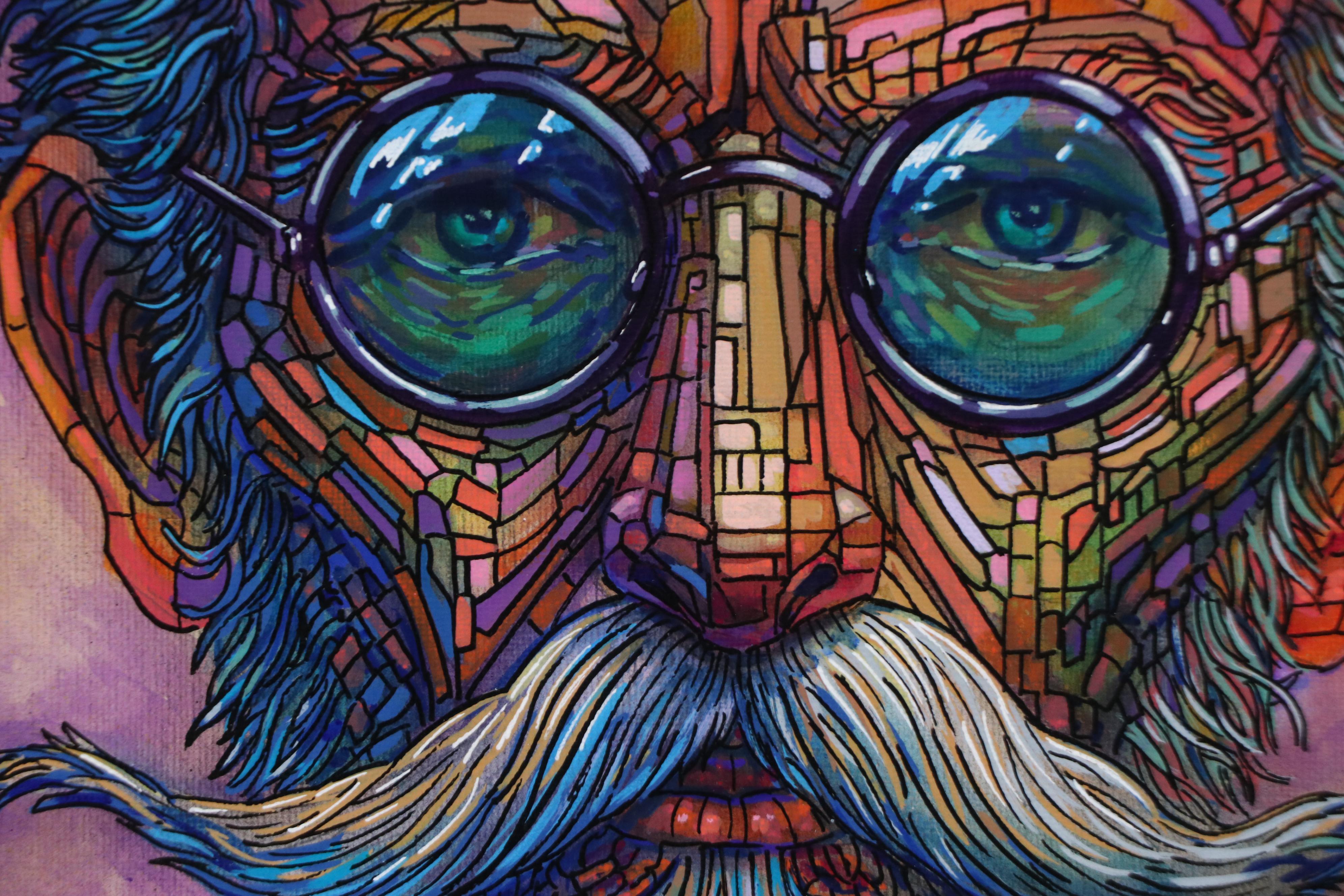 Ricardo Maya Stylized Acrylic Portait, 21st Century