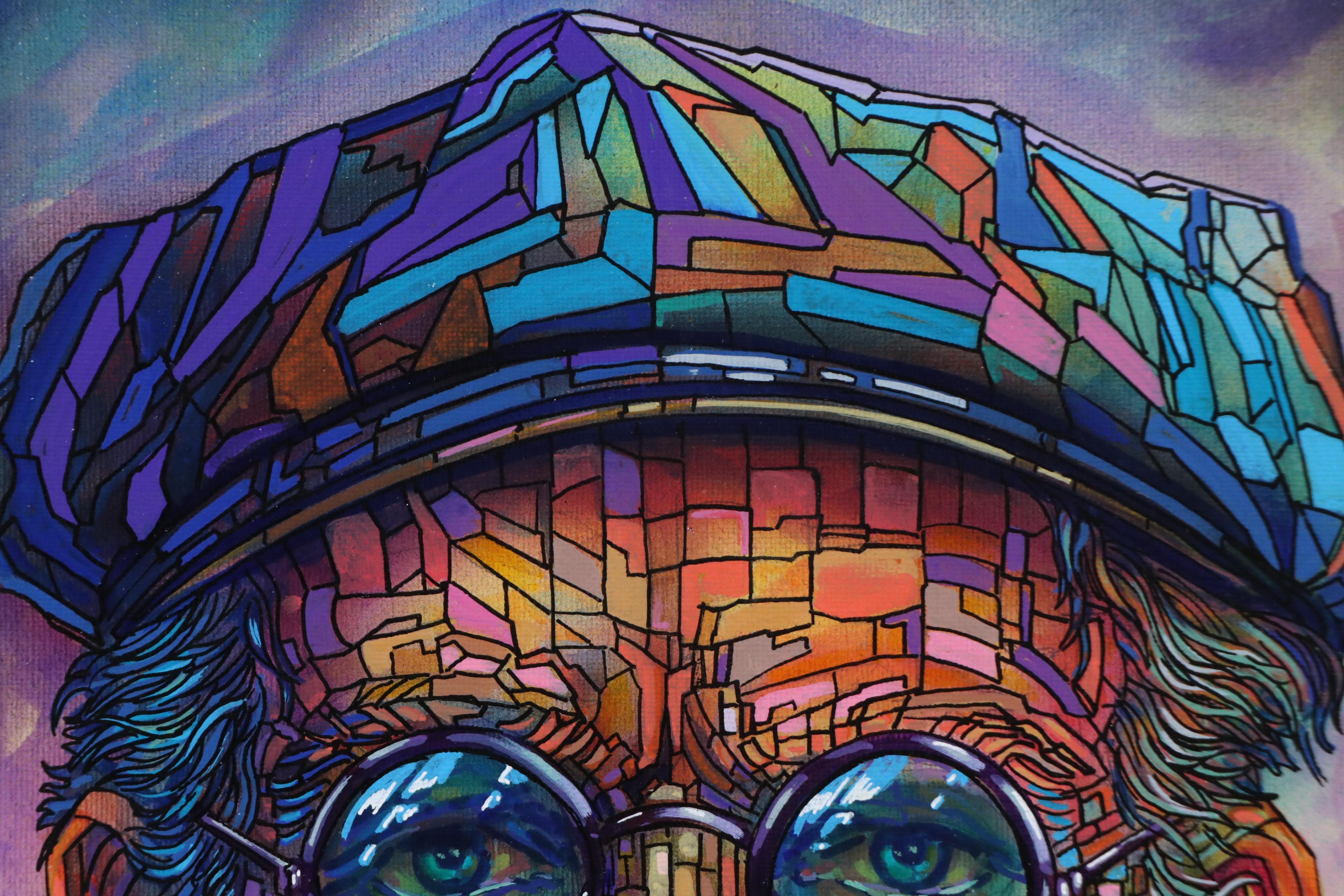 Ricardo Maya Stylized Acrylic Portait, 21st Century