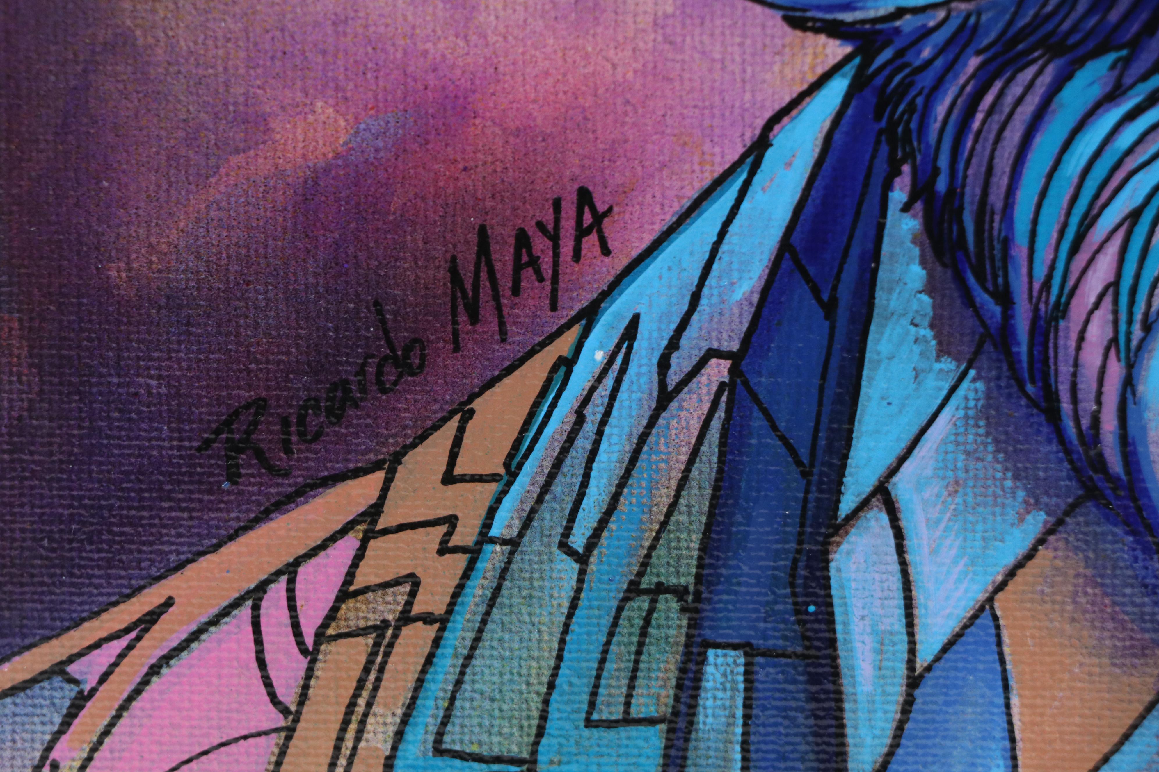 Ricardo Maya Stylized Acrylic Portait, 21st Century