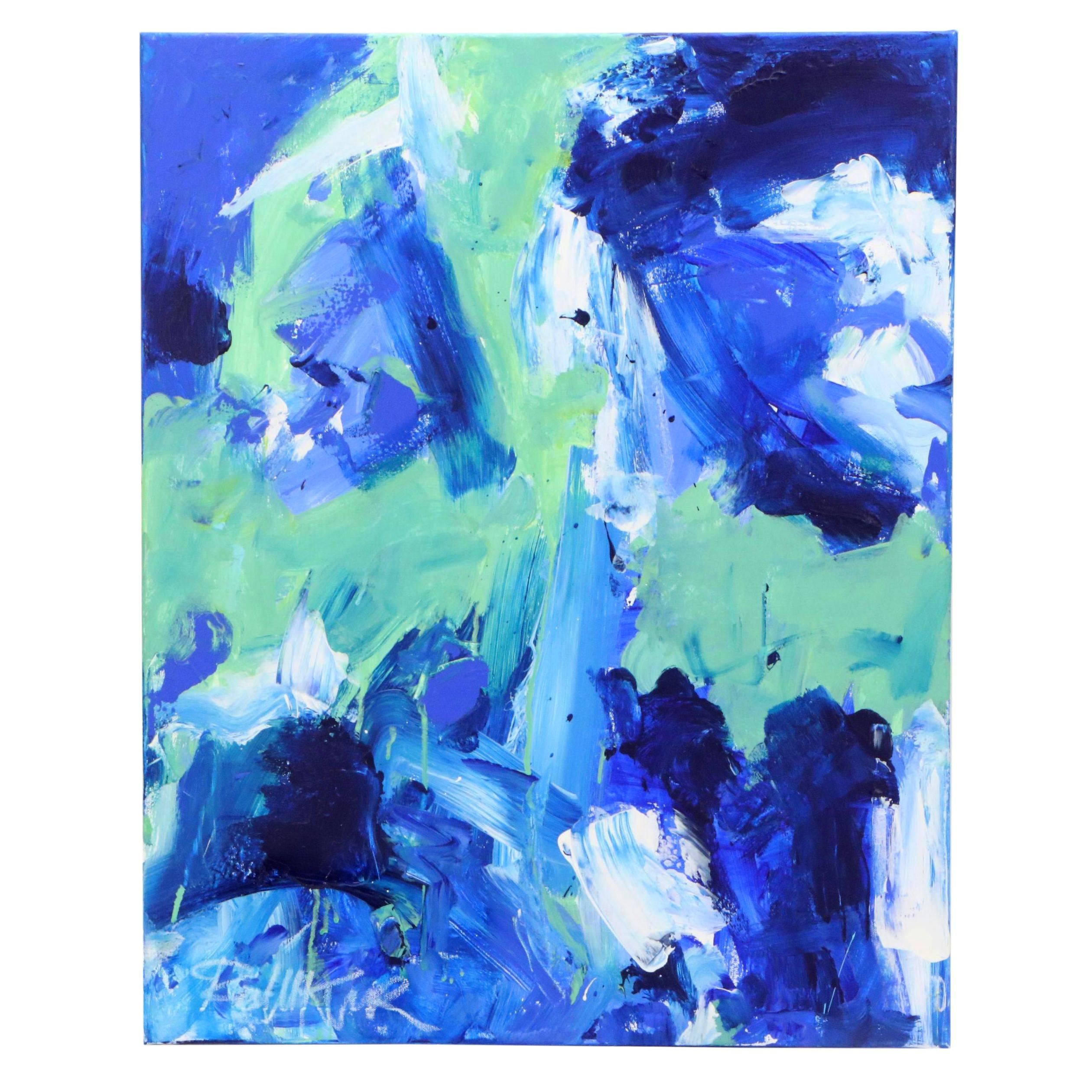 Robbie Kemper Abstract Acrylic Painting "Cool Turbulance," 2025
