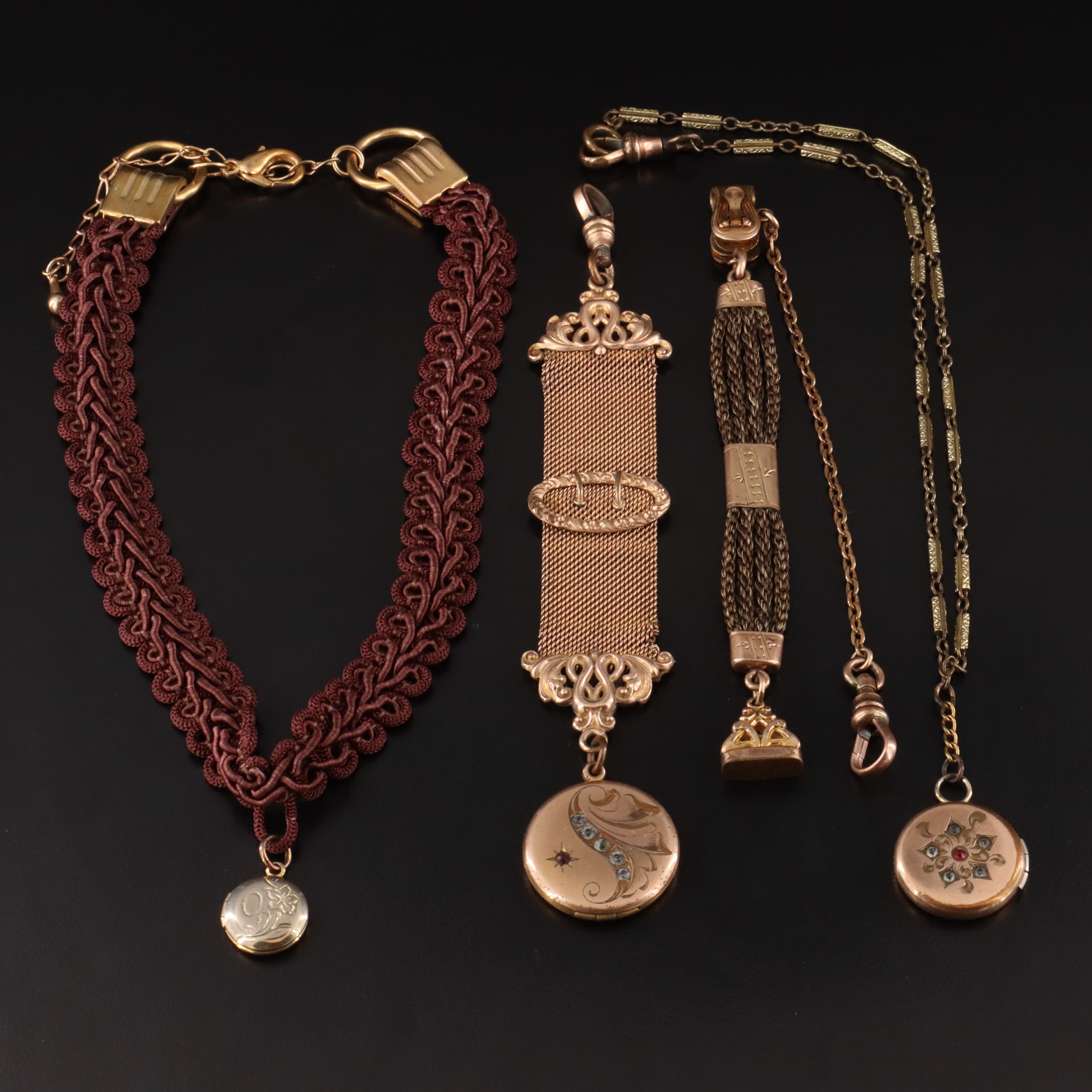 Watch Chains and Fobs Including R.B. MacDonald & Co. and Victorian Hair Work