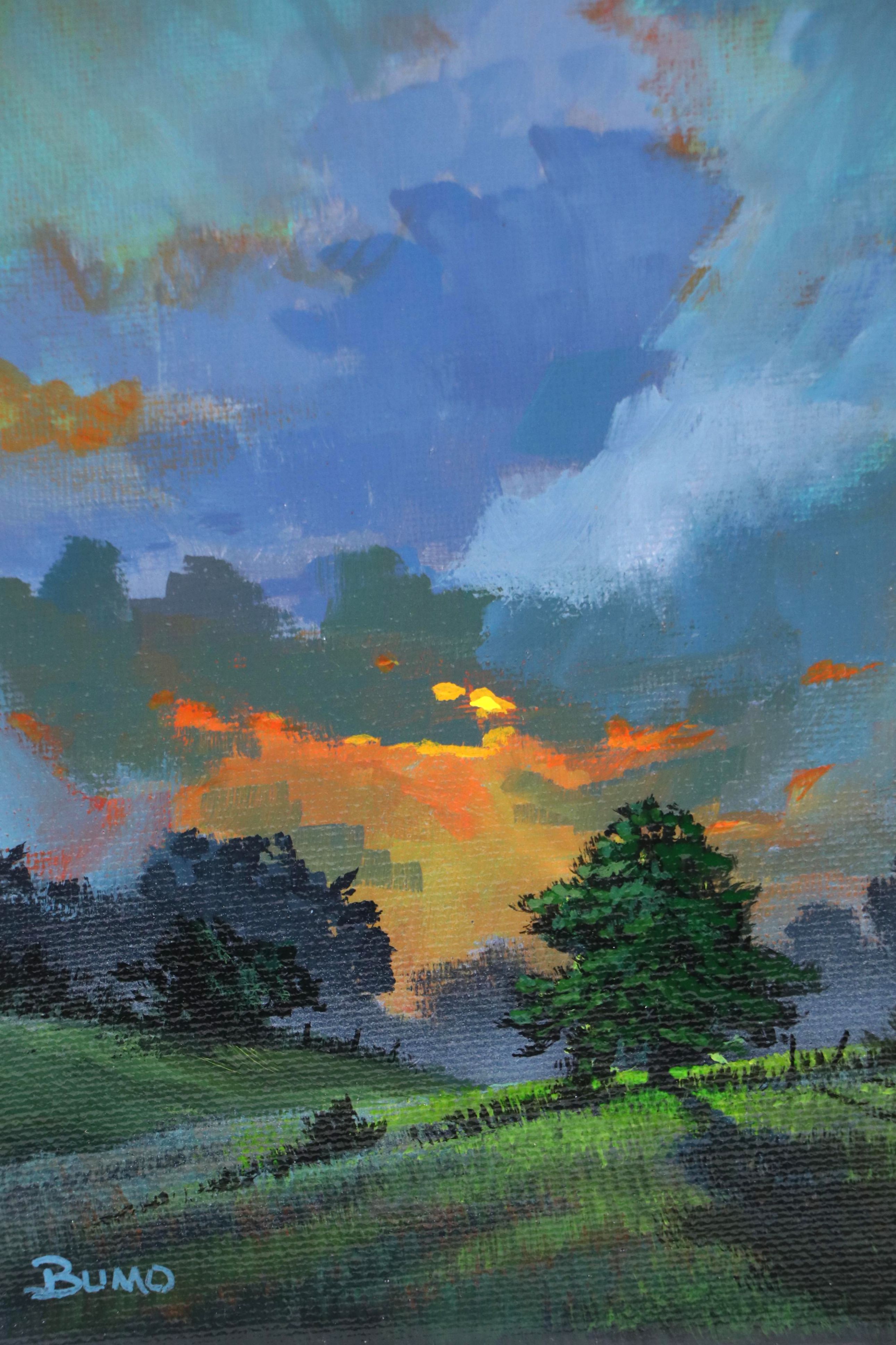 Douglas "Bumo" Johnpeer Acrylic Sunset Landscape Painting, 2025