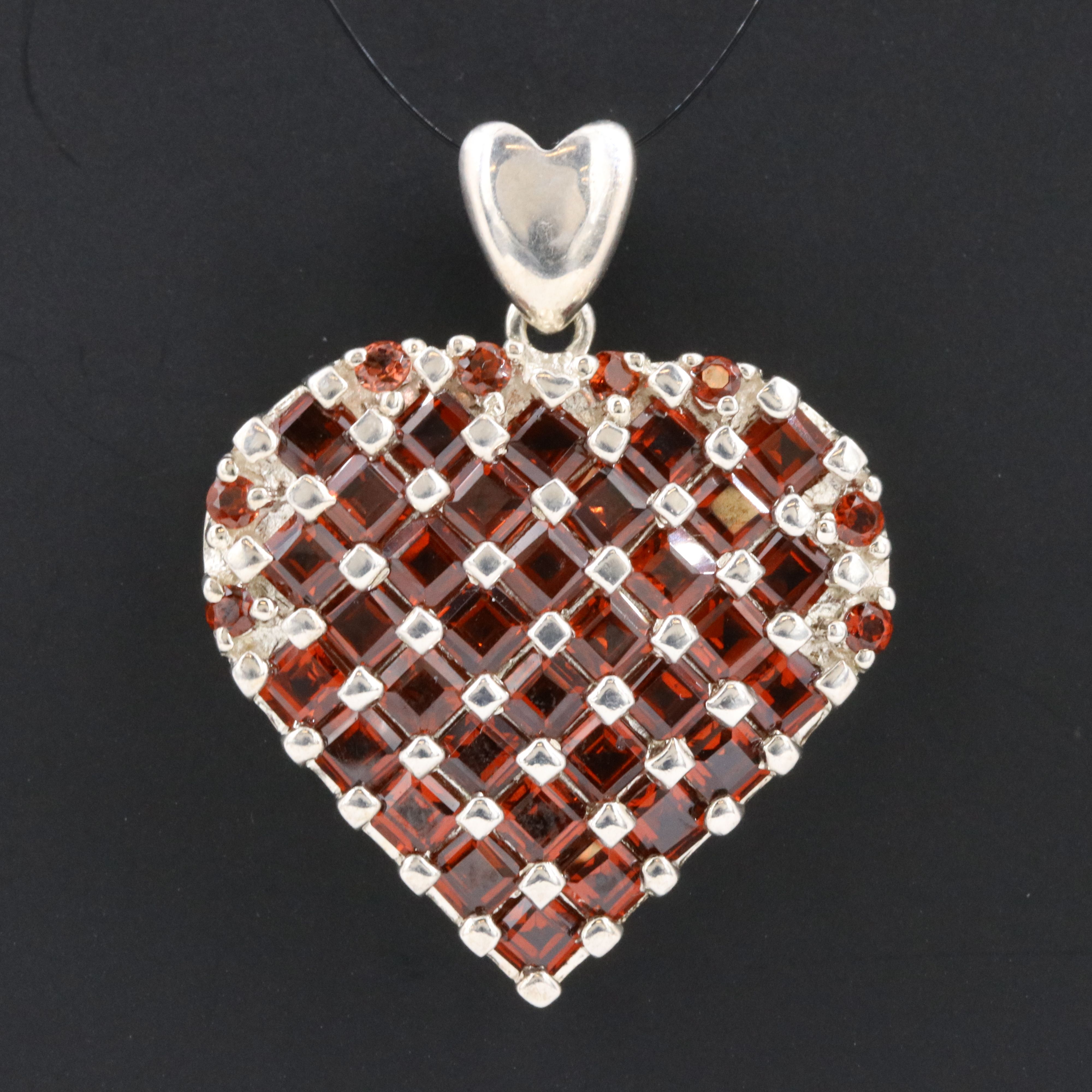 Sterling Garnet Heart Pendant