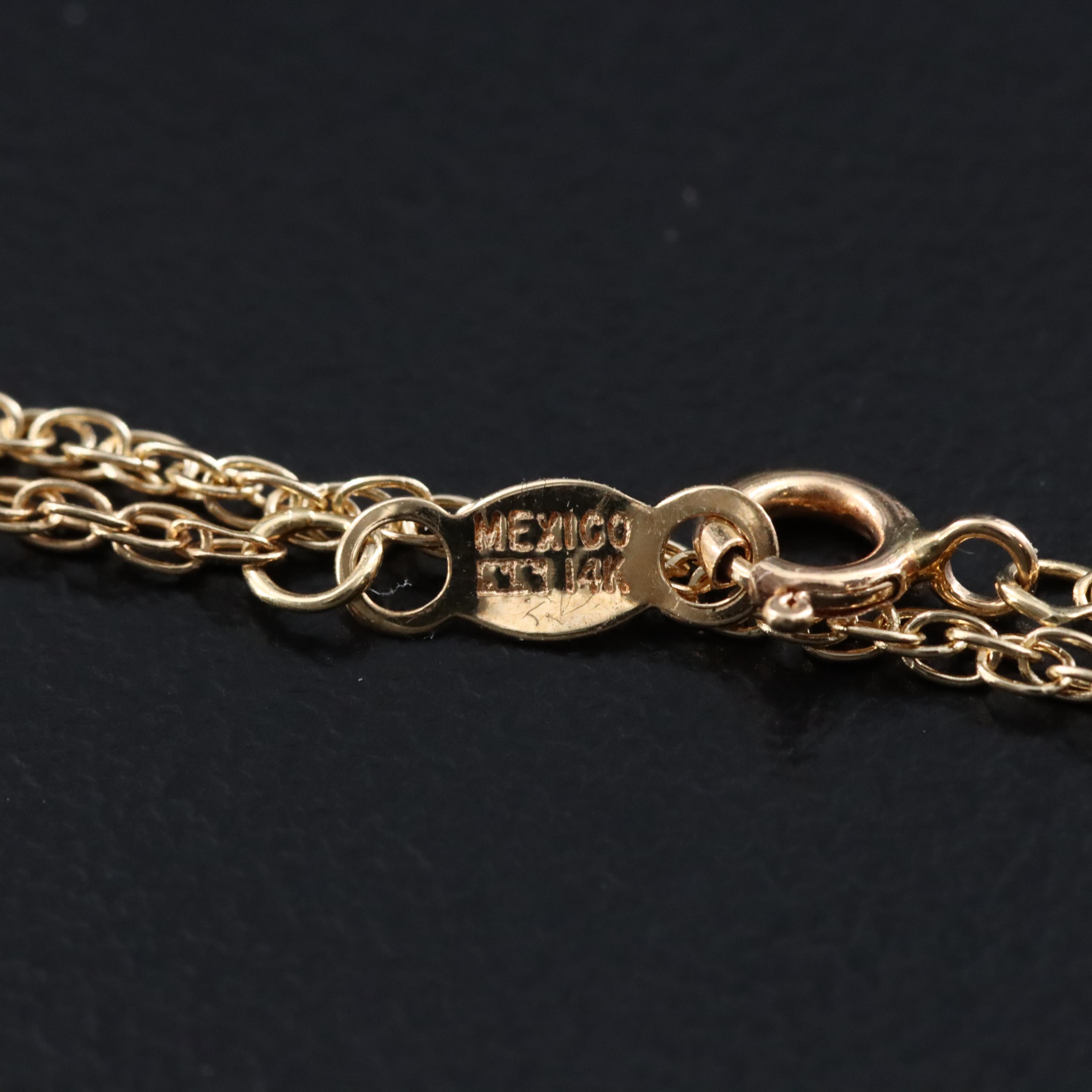 14K Gemstone Necklace Including Garnet, Citrine, and Peridot