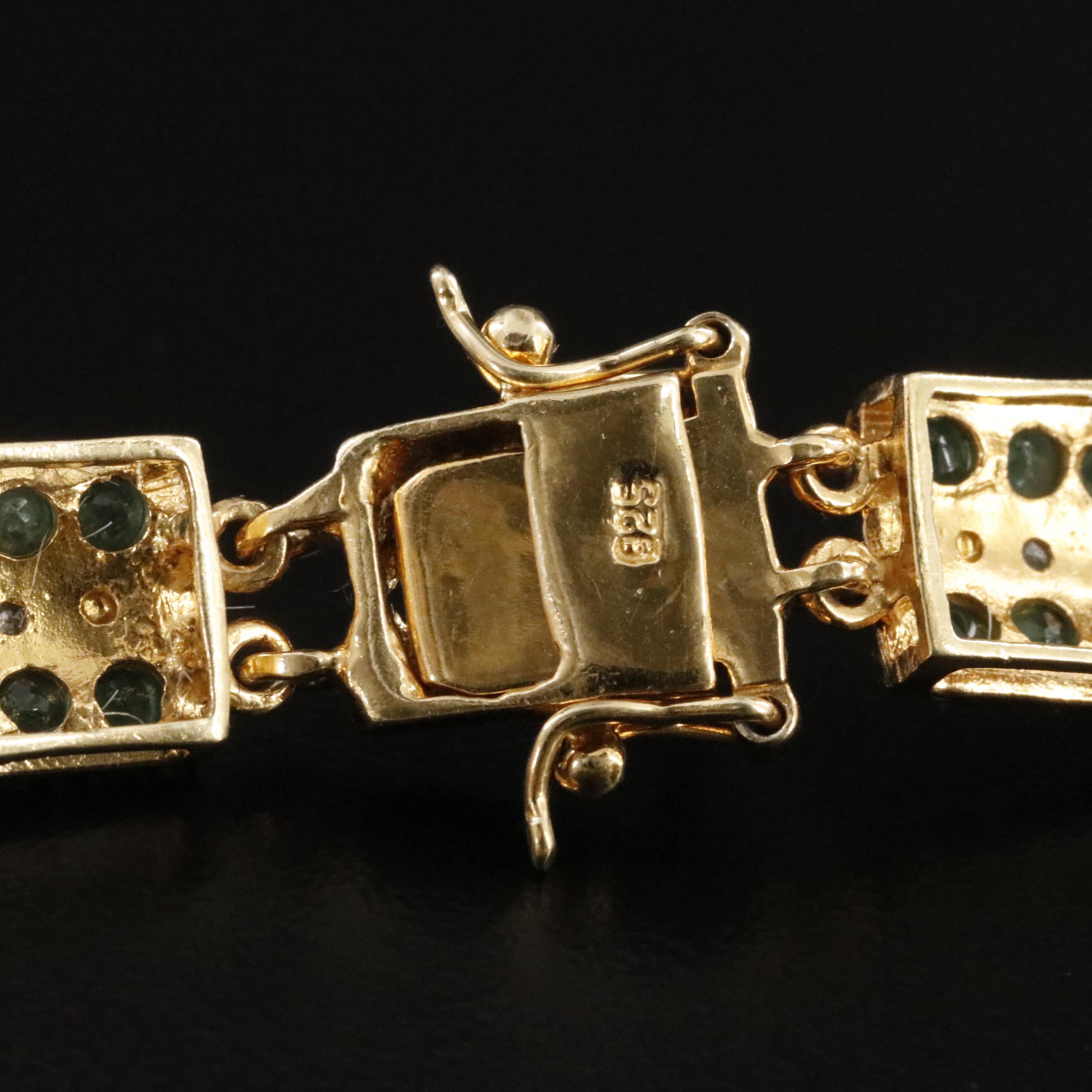 Sterling Emerald and Diamond Bracelet