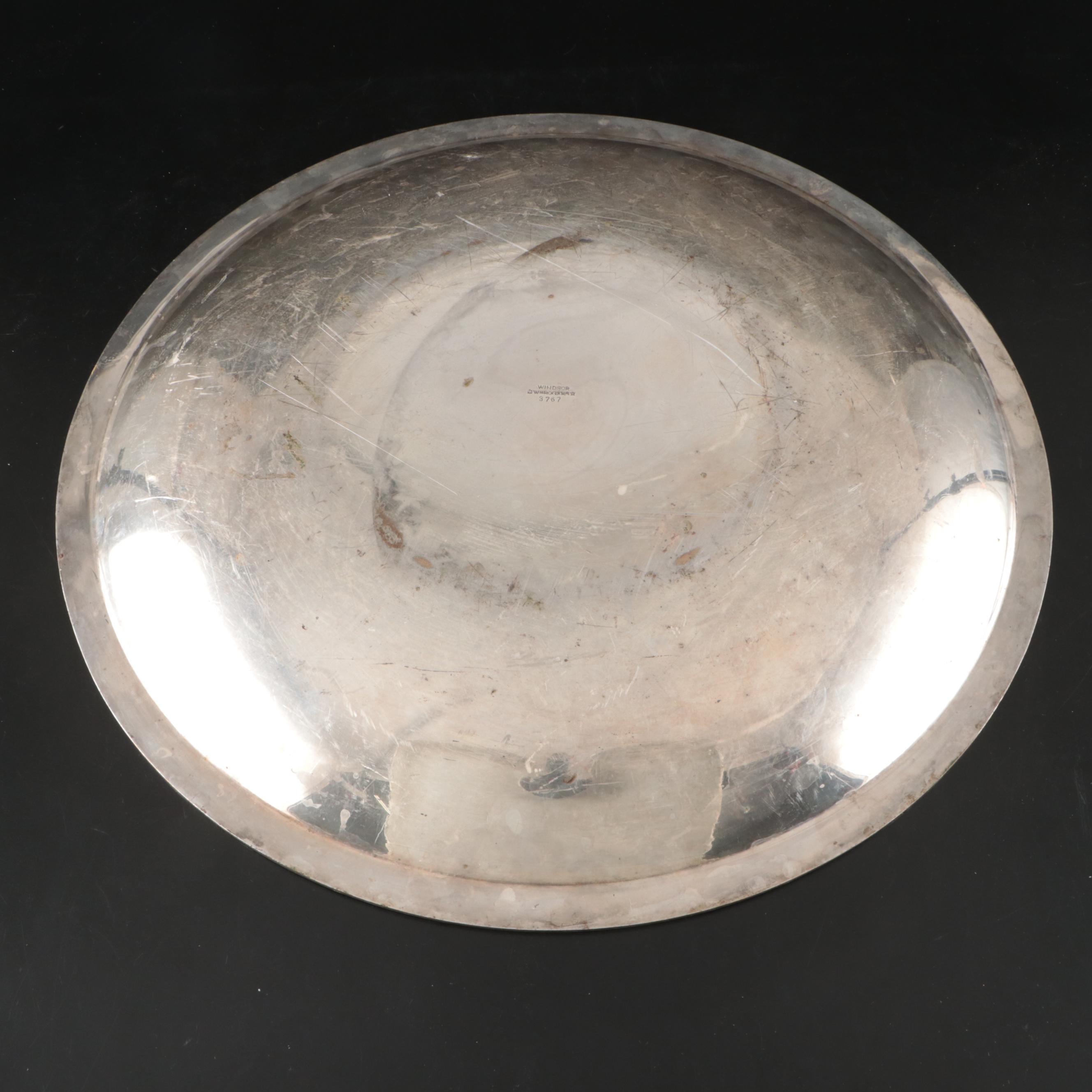 Wm Rogers "Windsor" Oval Platter and Other Silver Plate Serving Trays