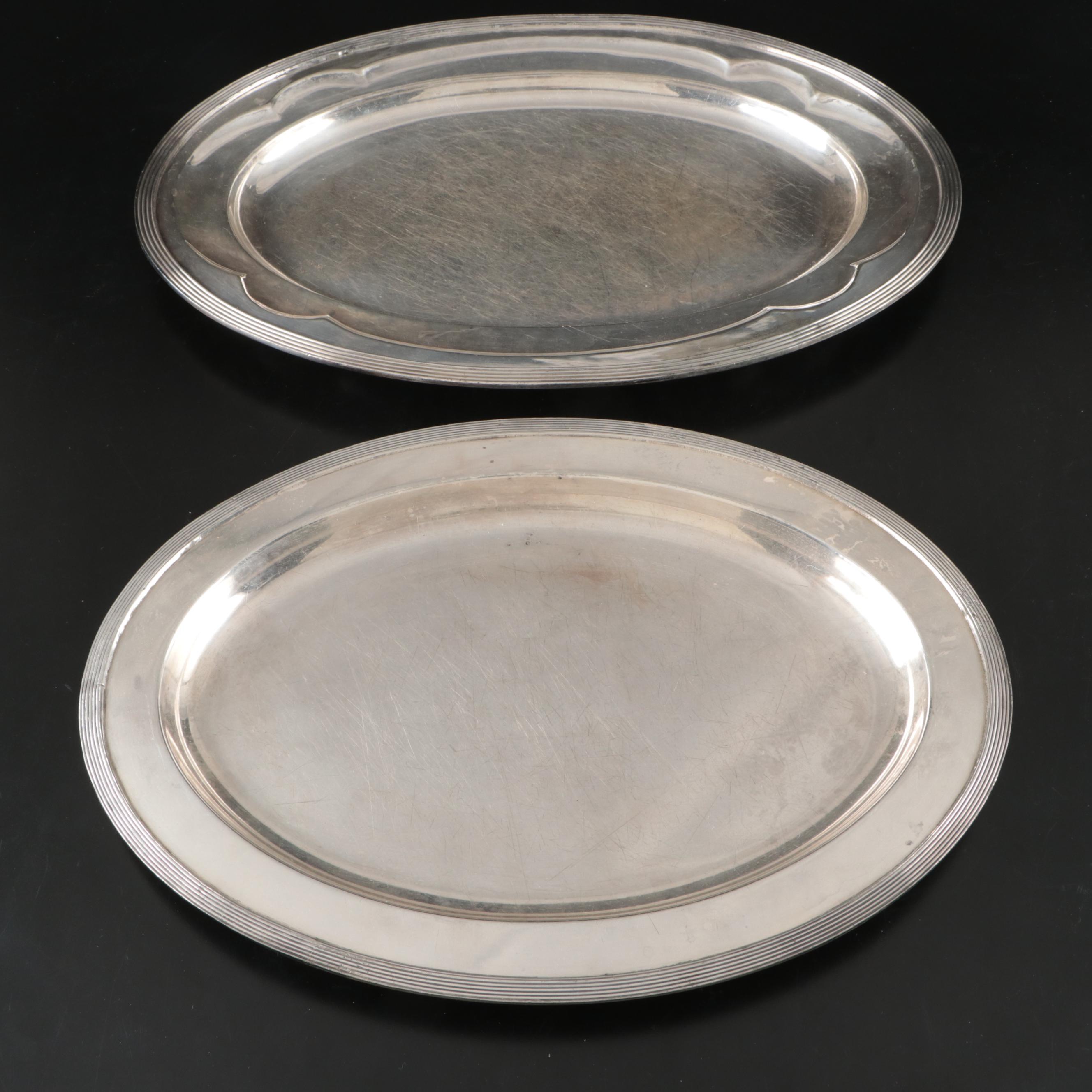 Wm Rogers "Windsor" Oval Platter and Other Silver Plate Serving Trays