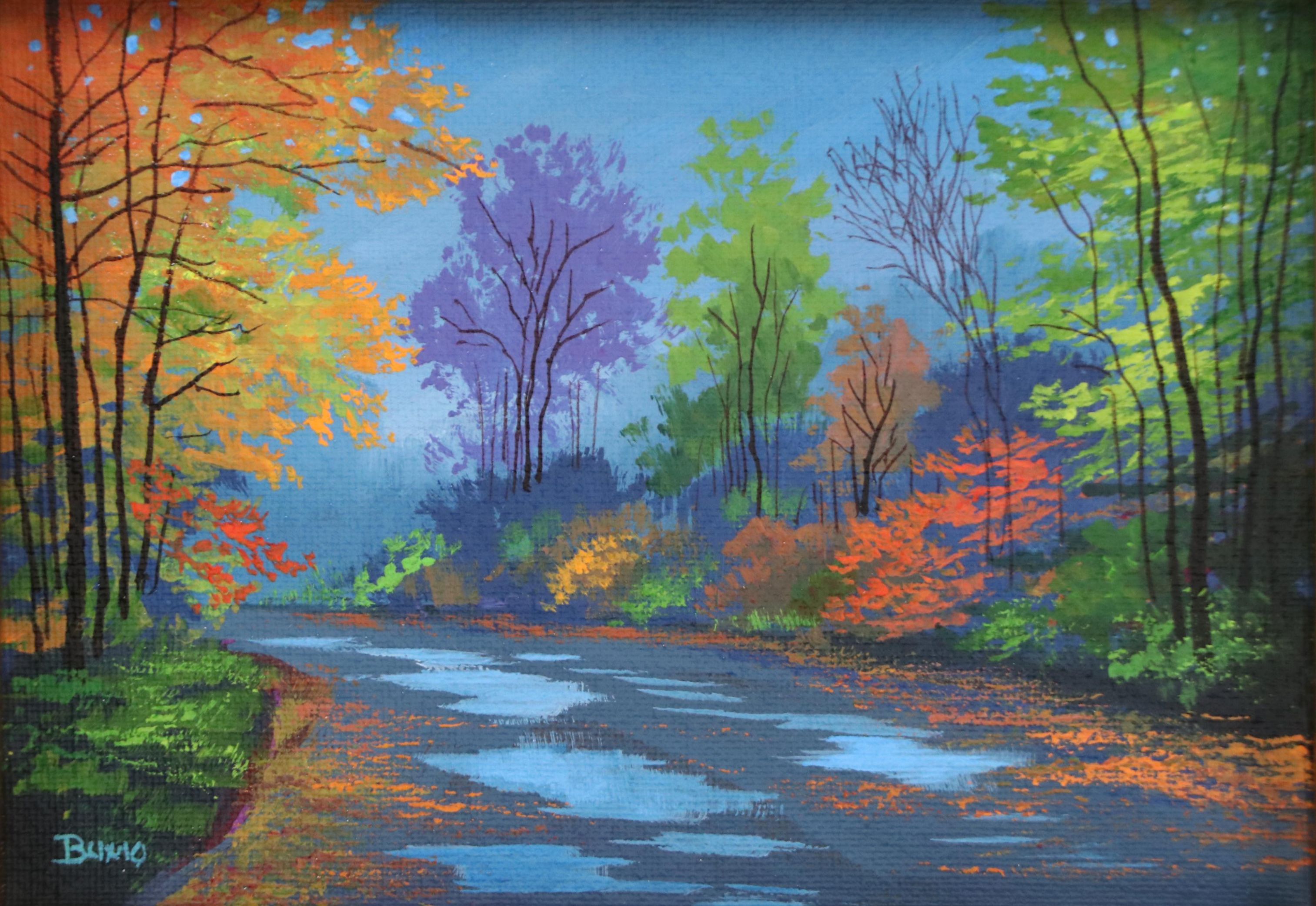 Douglas "Bumo" Johnpeer Acrylic Autumn Landscape Painting, 2025