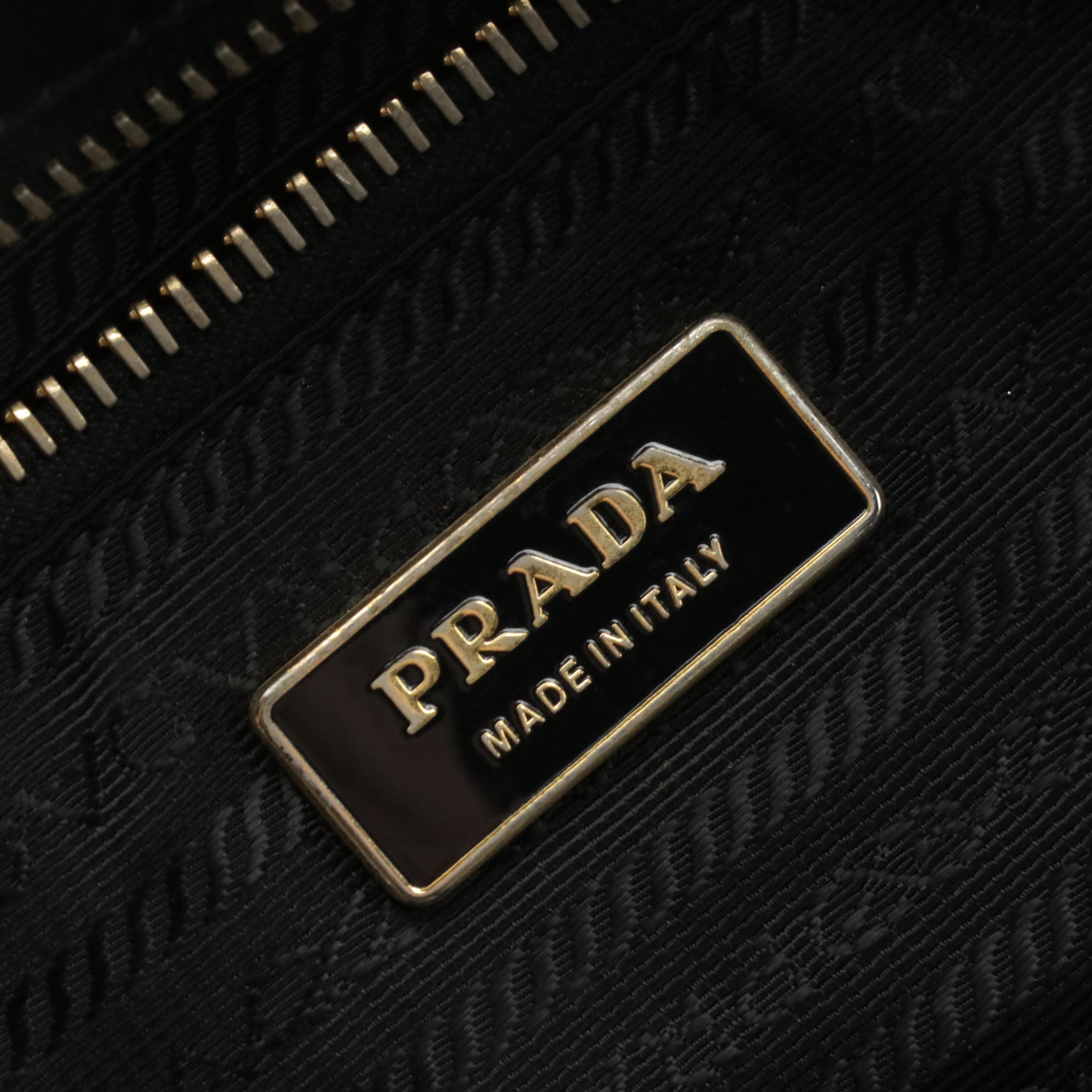 Prada Tote in Black Nylon and Patent Leather