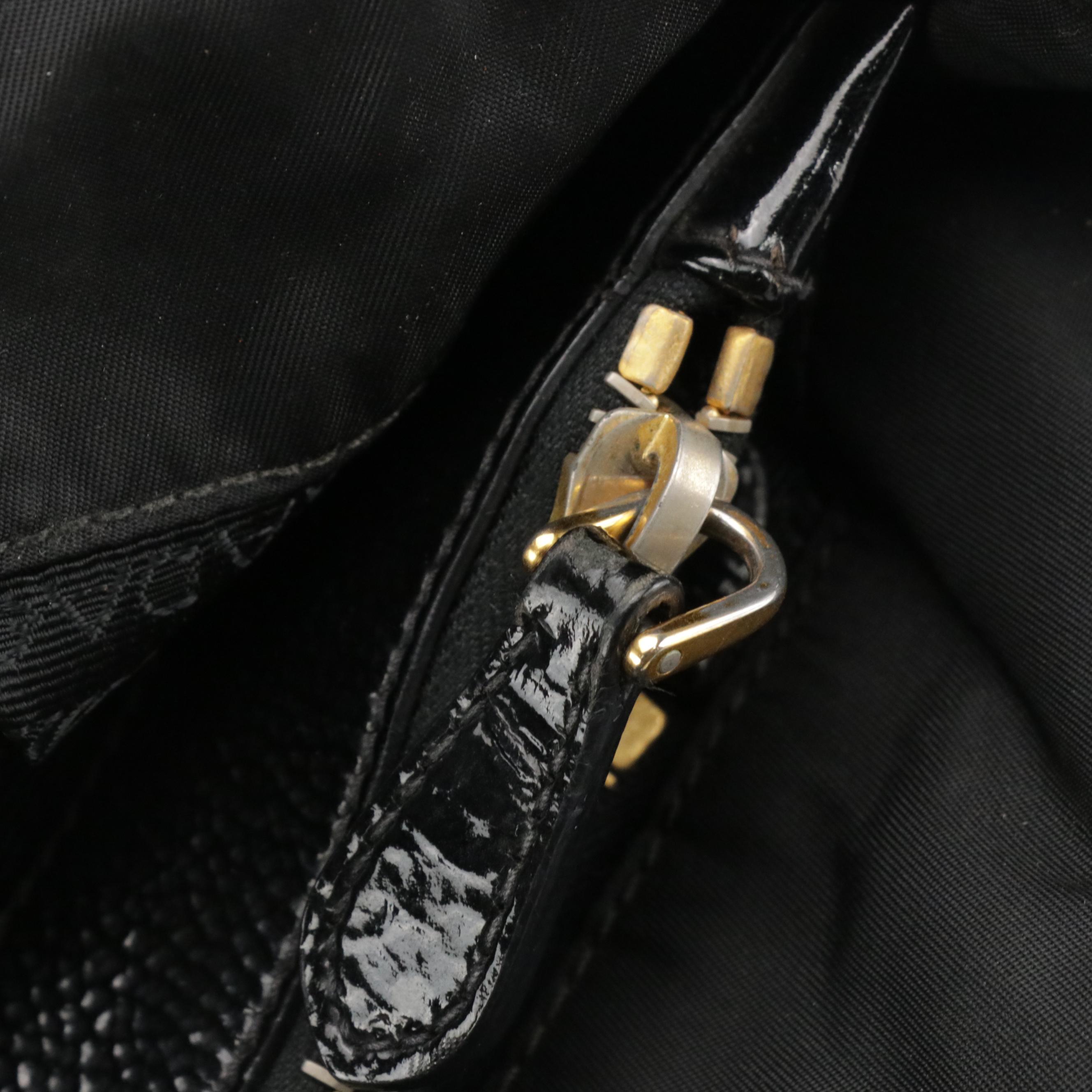 Prada Tote in Black Nylon and Patent Leather