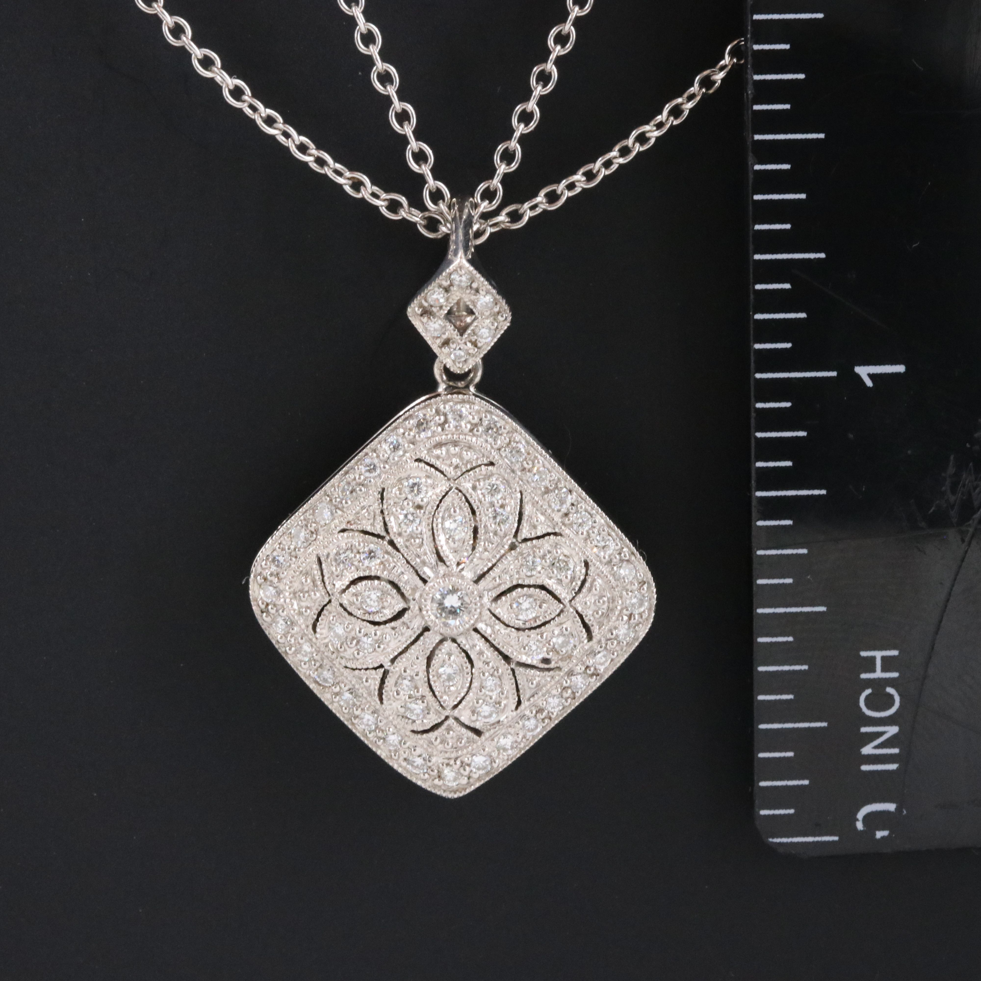 18K 0.54 CTW  Diamond Locket on Double Chain Necklace