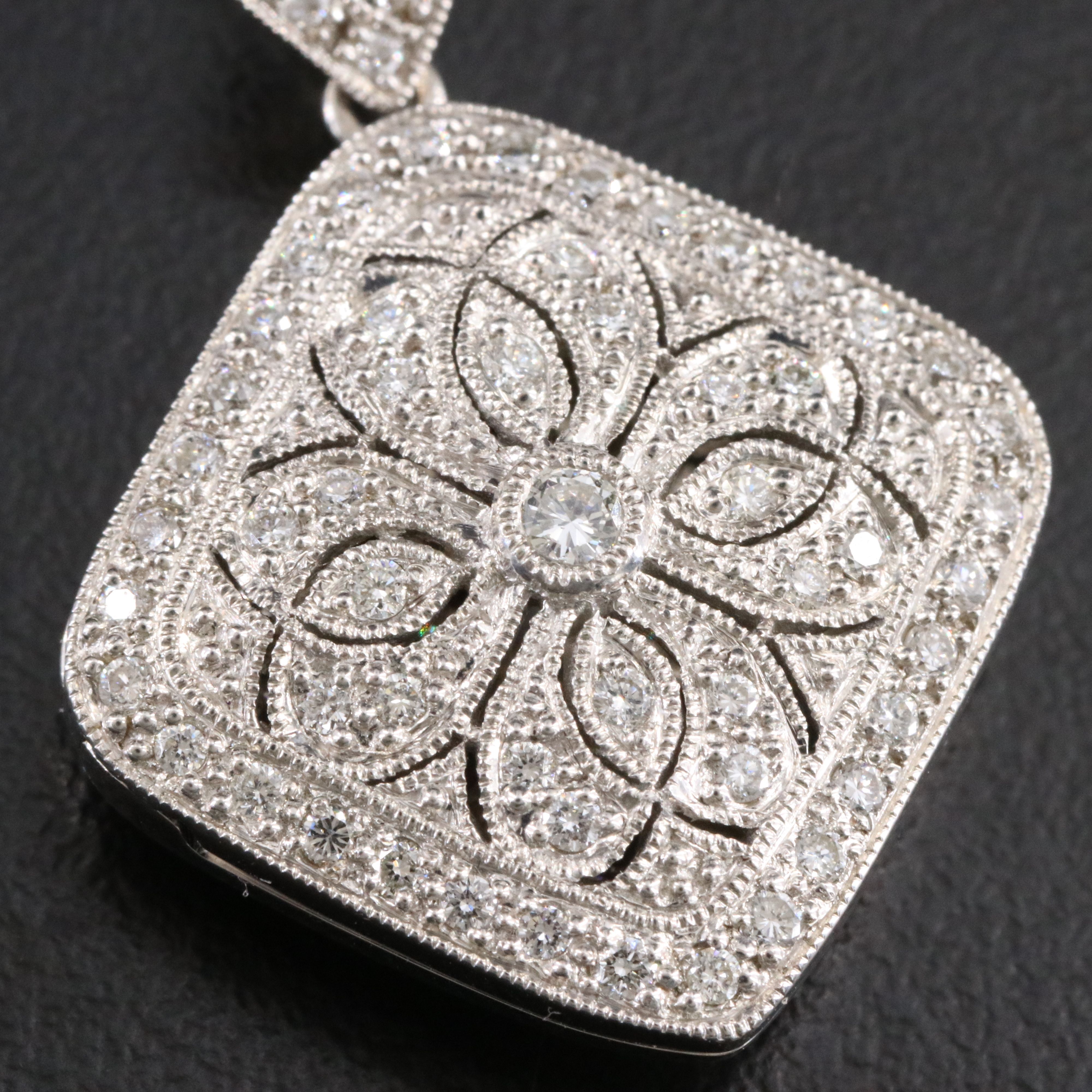 18K 0.54 CTW  Diamond Locket on Double Chain Necklace