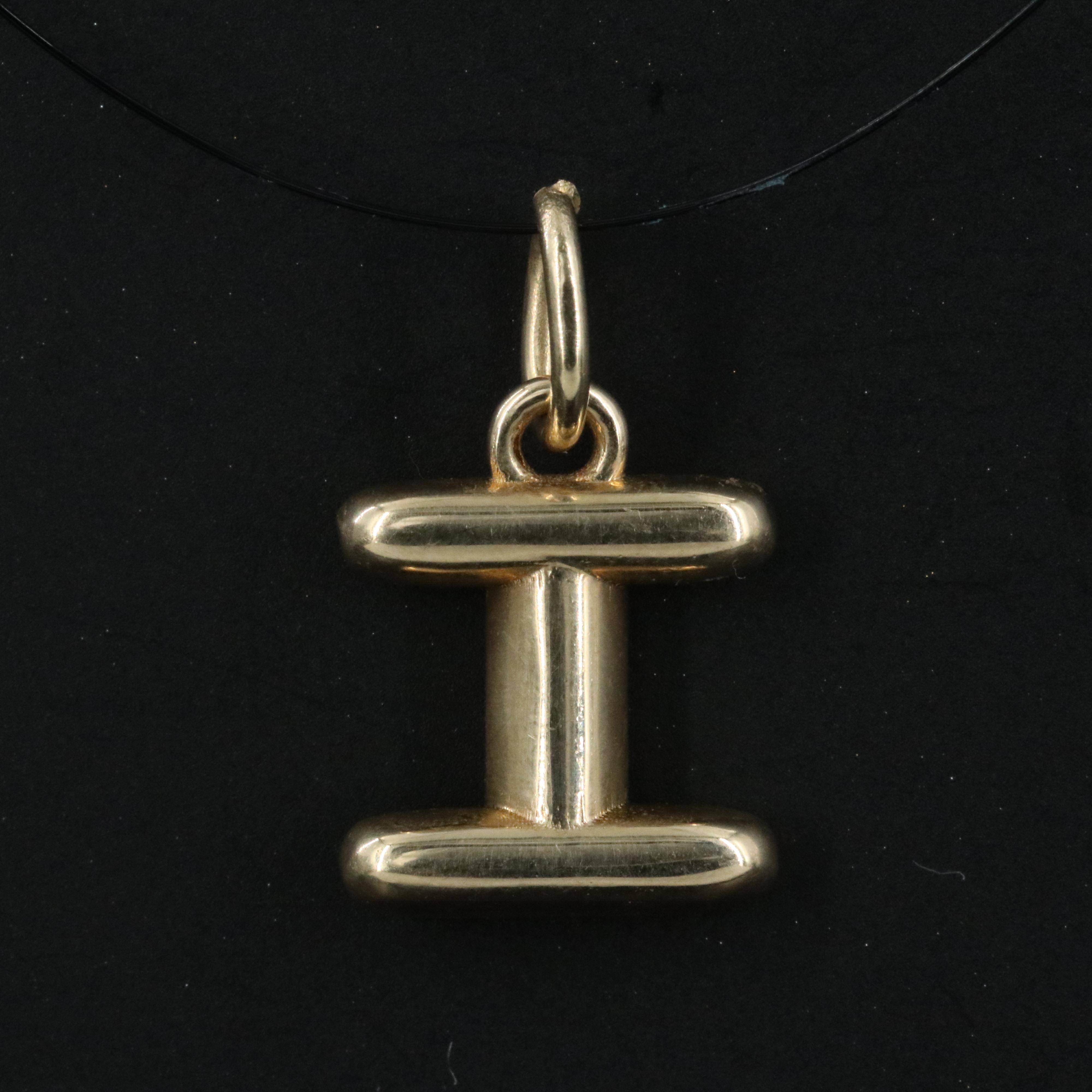 14K "I" Initial Charm