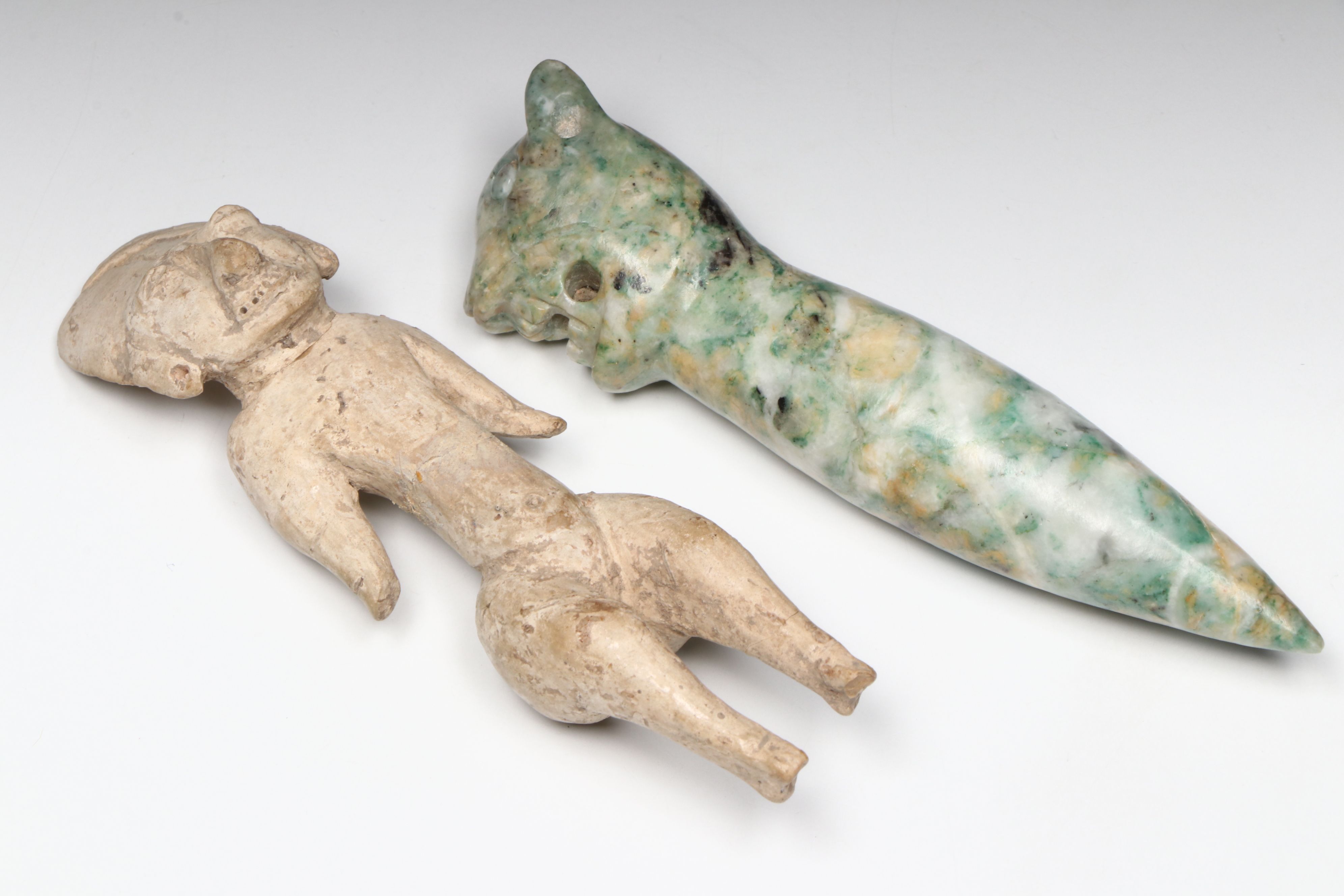 Ancient Chinese & Pre-Columbian Jade, Jadeite and Serpentine Carvings & Figures