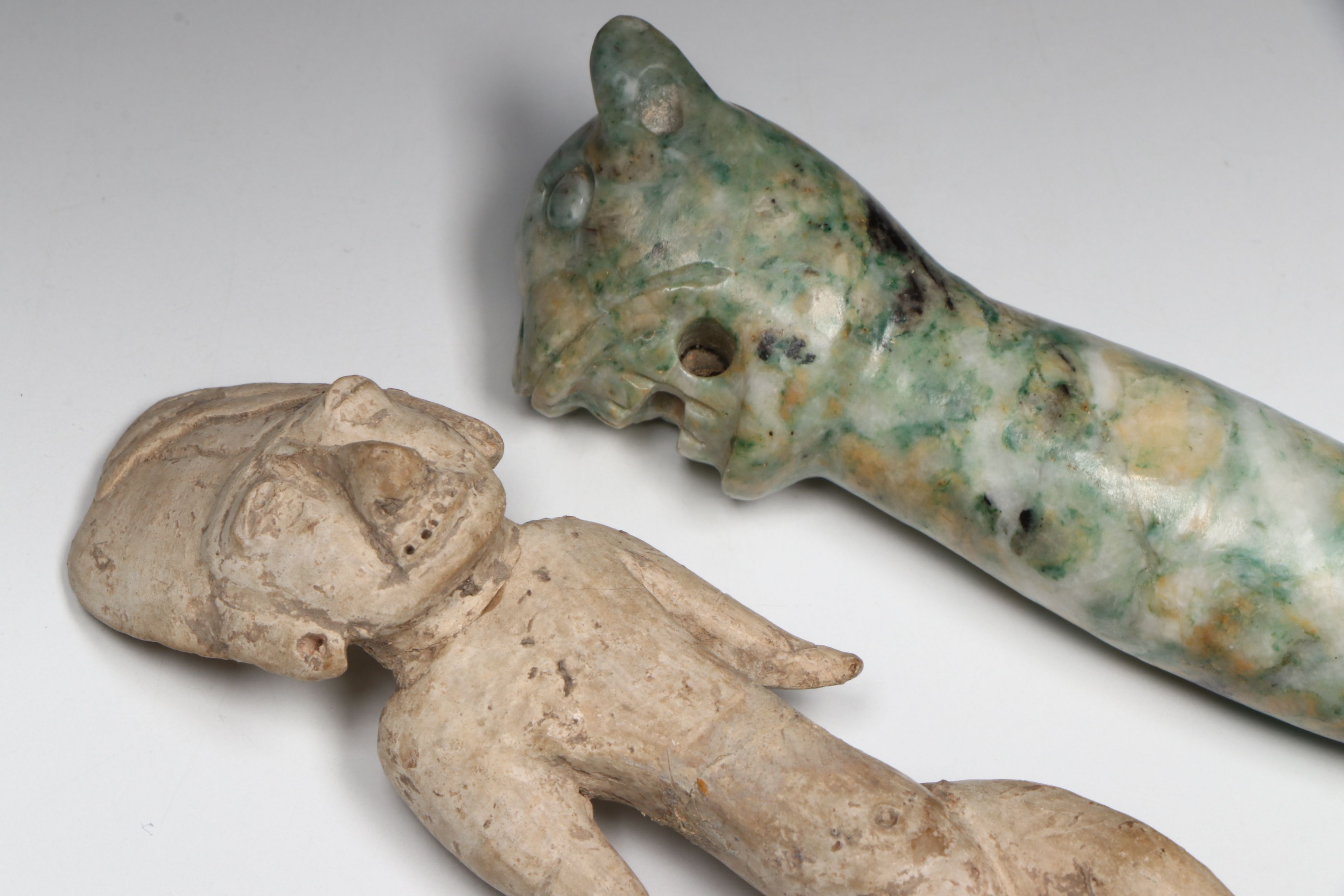 Ancient Chinese & Pre-Columbian Jade, Jadeite and Serpentine Carvings & Figures