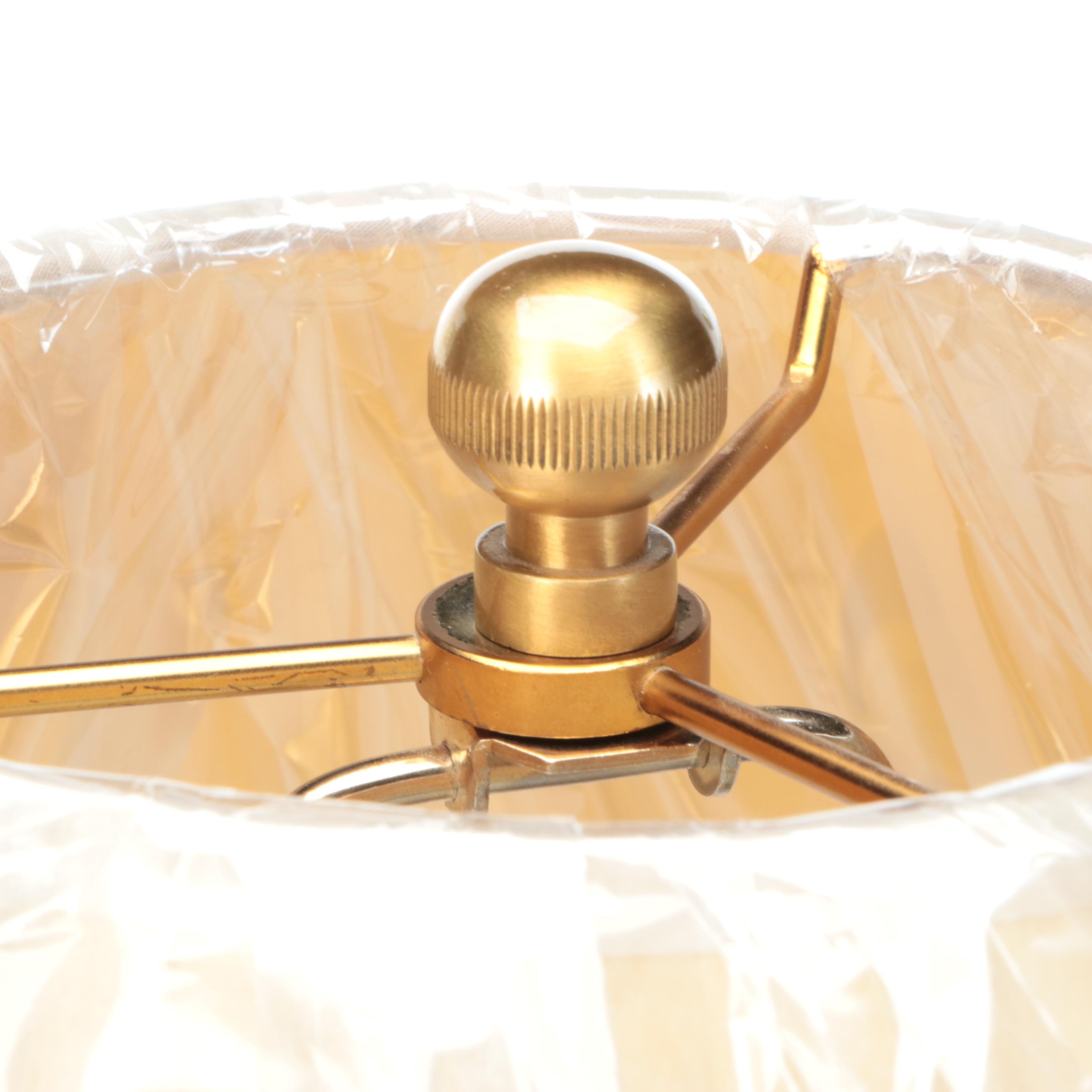 Contemporary Blue Glass with Brass Banding Table Lamp