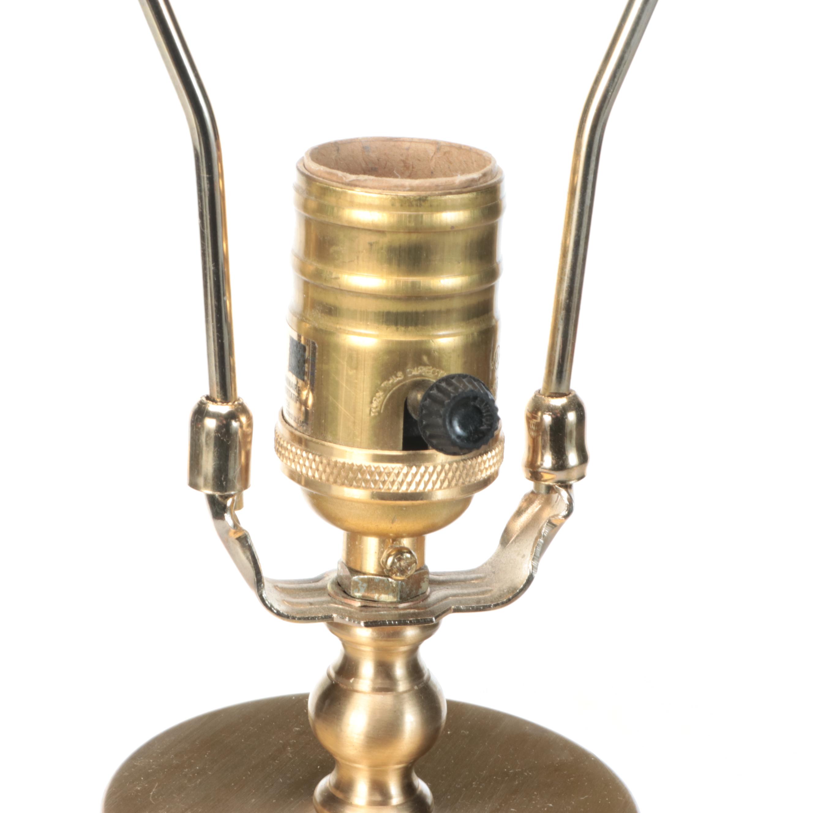 Contemporary Blue Glass with Brass Banding Table Lamp