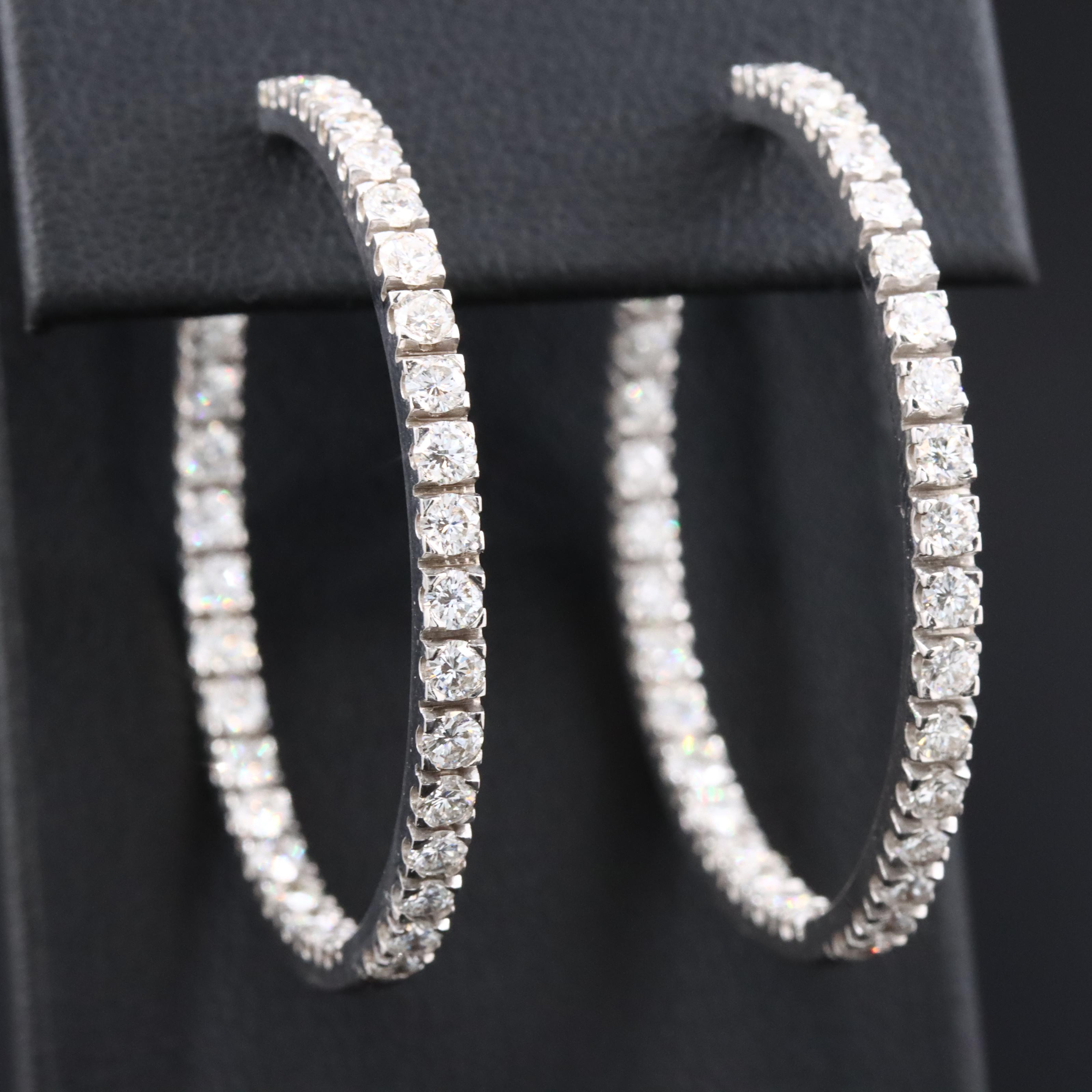 18K 4.00 CTW Diamond Inside-Out Hoop Earrings