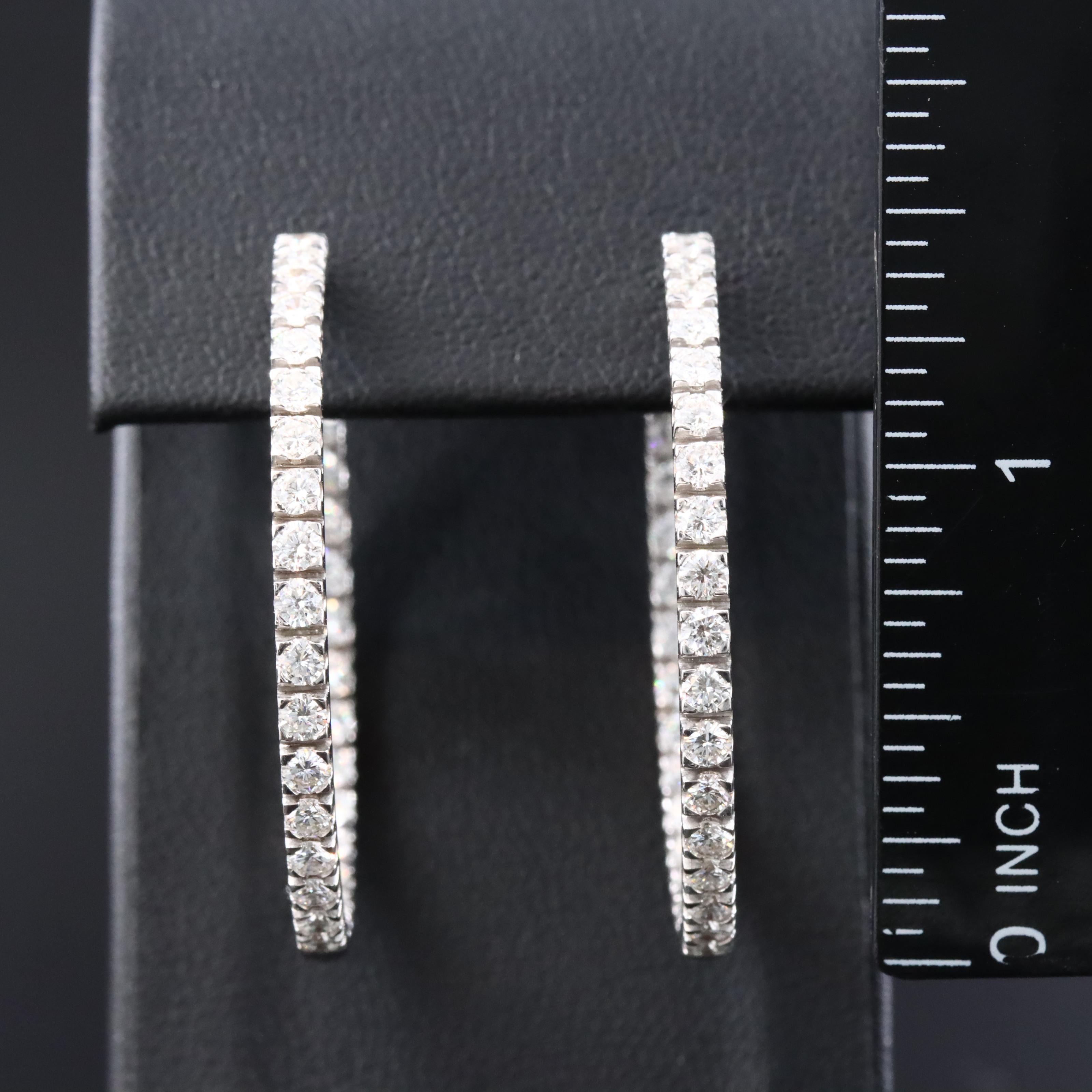18K 4.00 CTW Diamond Inside-Out Hoop Earrings