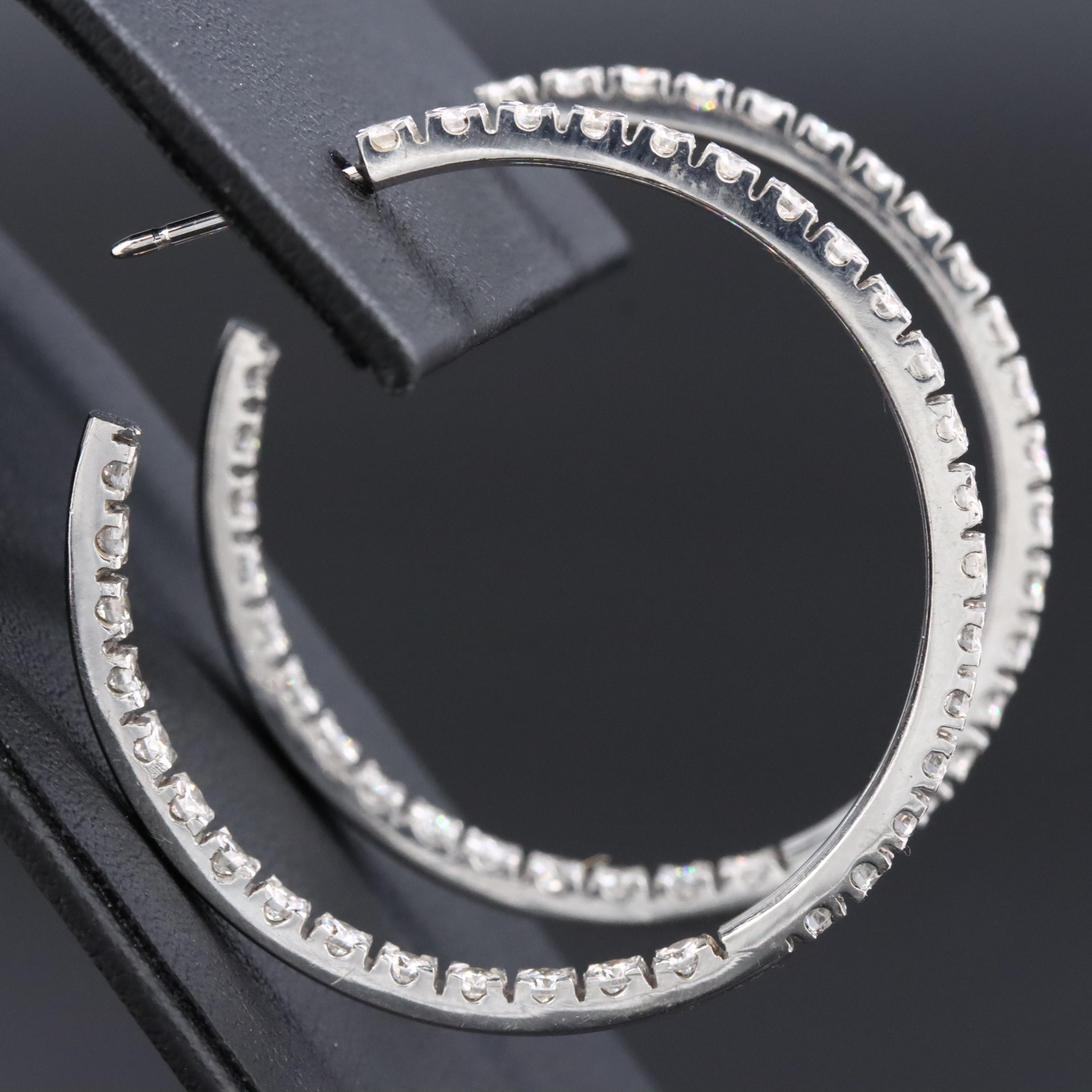 18K 4.00 CTW Diamond Inside-Out Hoop Earrings