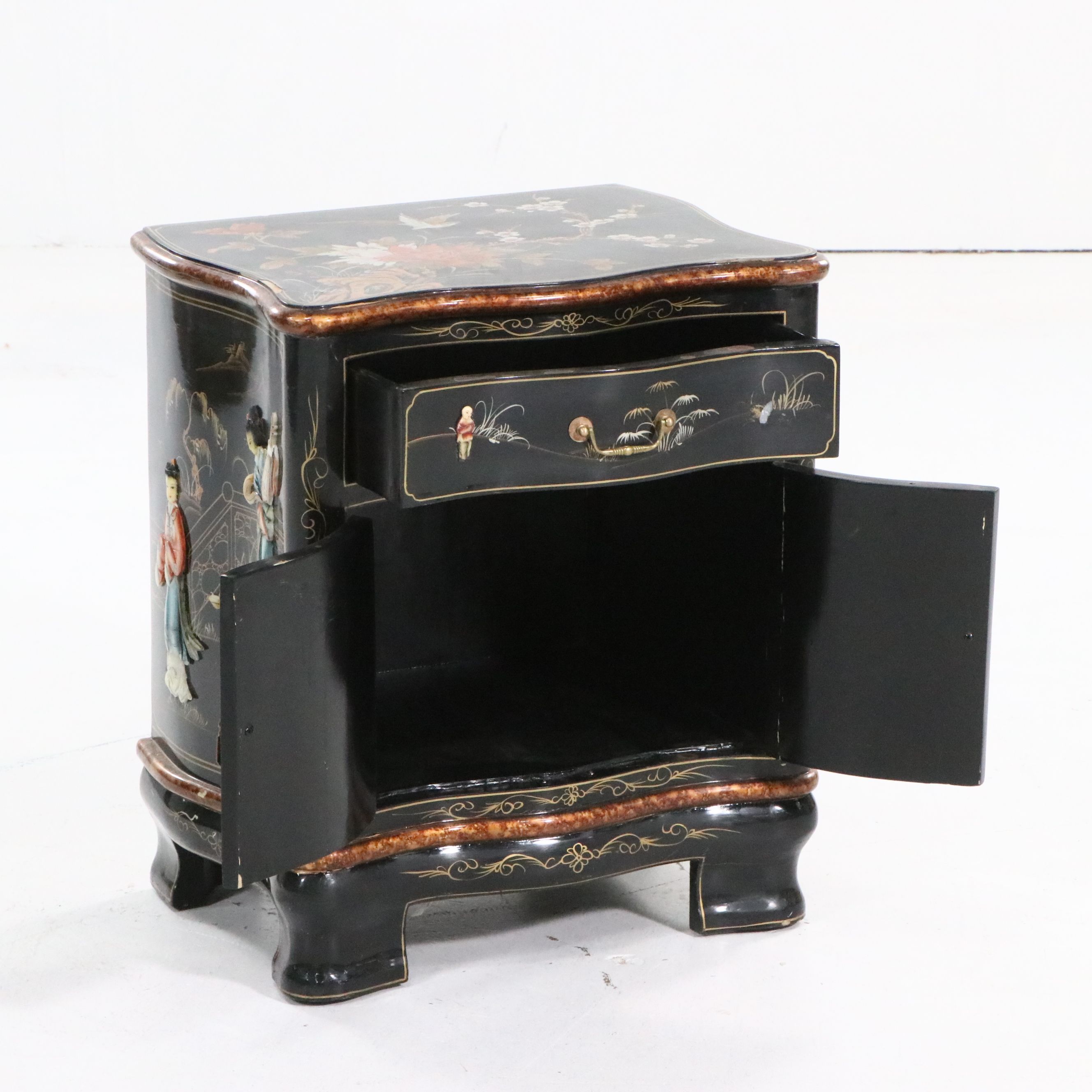 Chinese Embellished and Lacquered Wood Commode, Late 20th Century