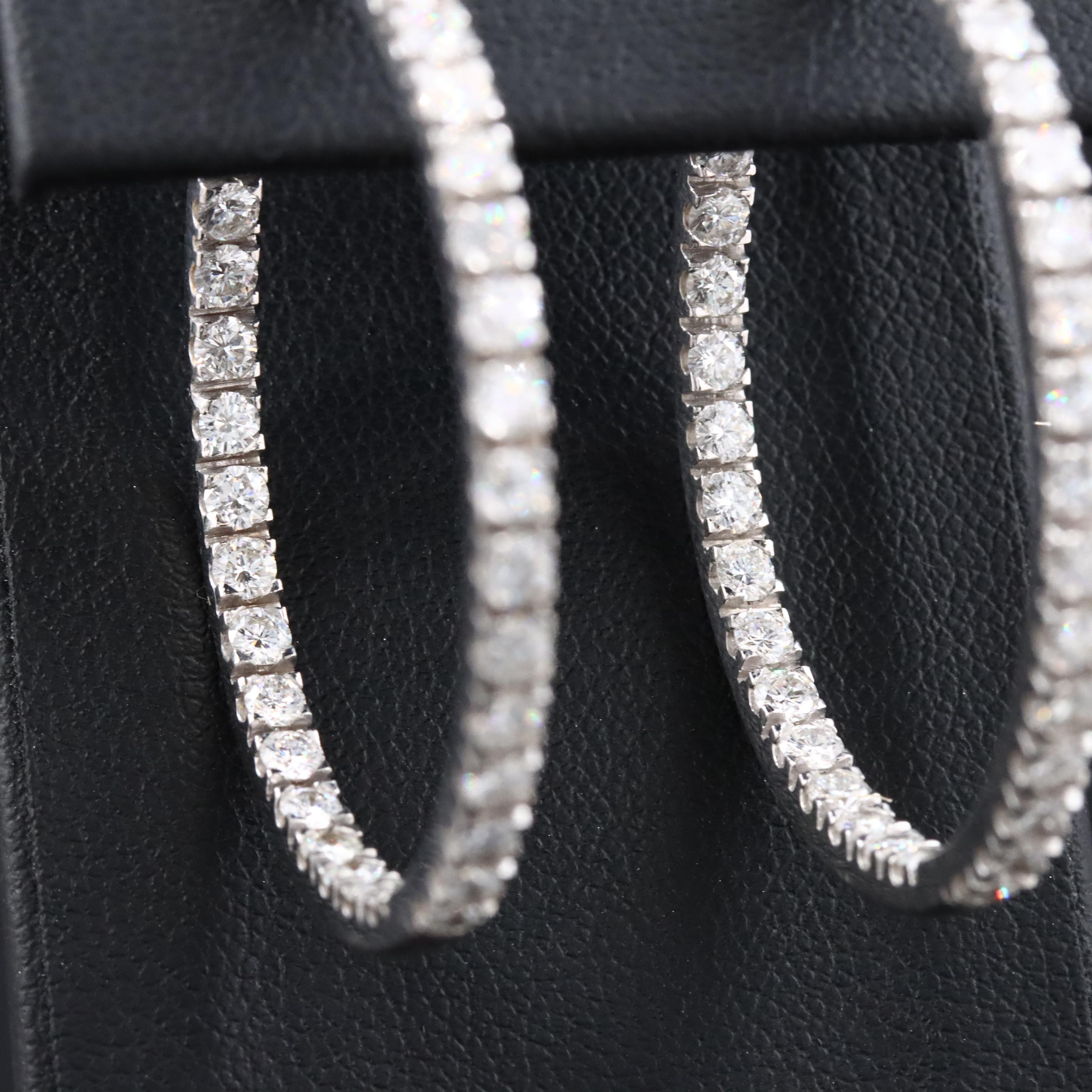 18K 4.00 CTW Diamond Inside-Out Hoop Earrings