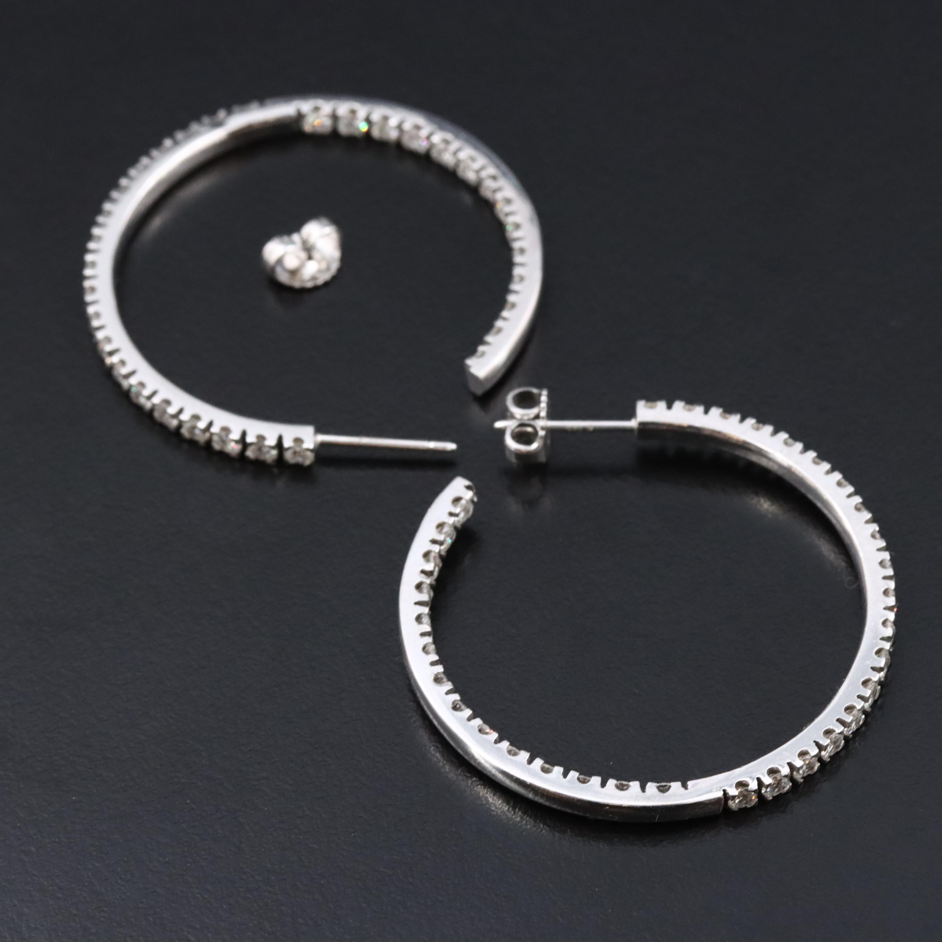 18K 4.00 CTW Diamond Inside-Out Hoop Earrings