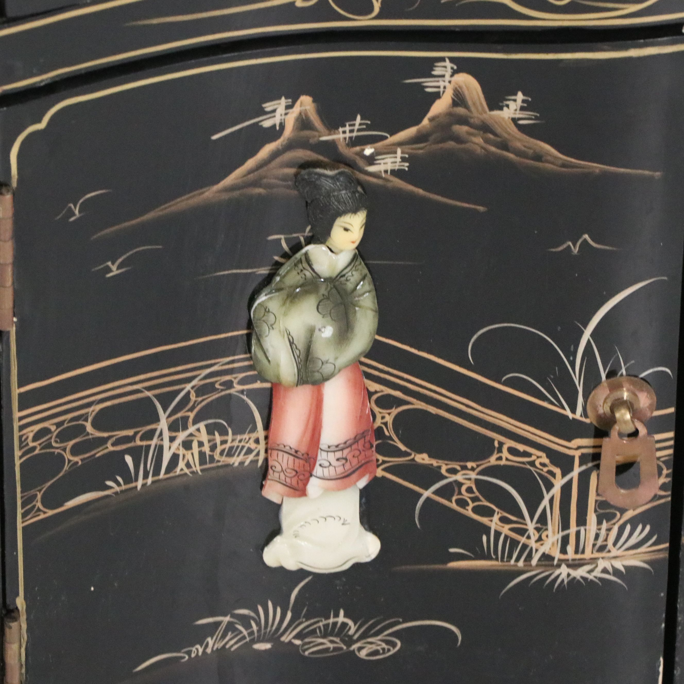 Chinese Embellished and Lacquered Wood Commode, Late 20th Century