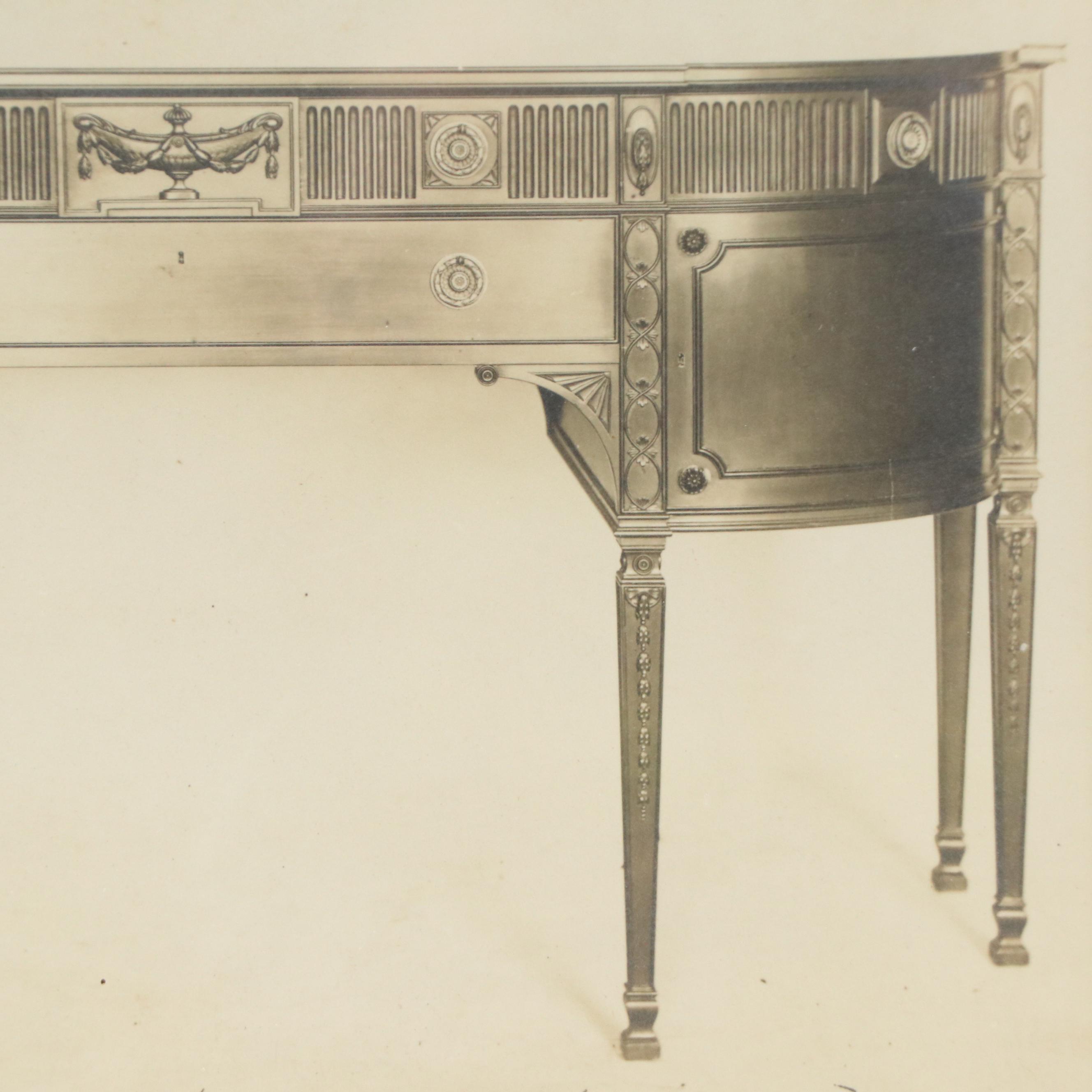 Tiffany Studios, N.Y., Silver Print of George III Hepplewhite Style Sideboard