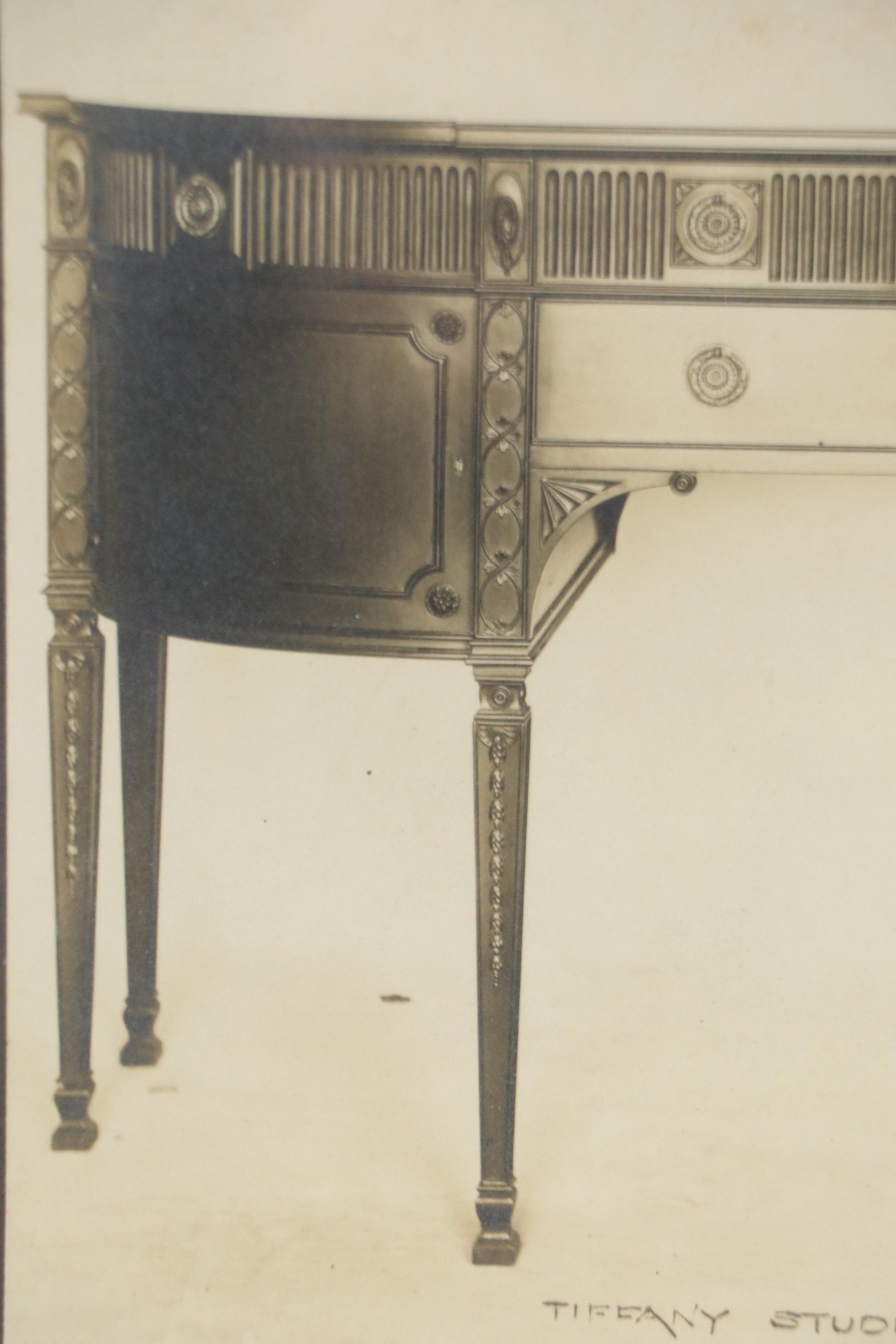 Tiffany Studios, N.Y., Silver Print of George III Hepplewhite Style Sideboard