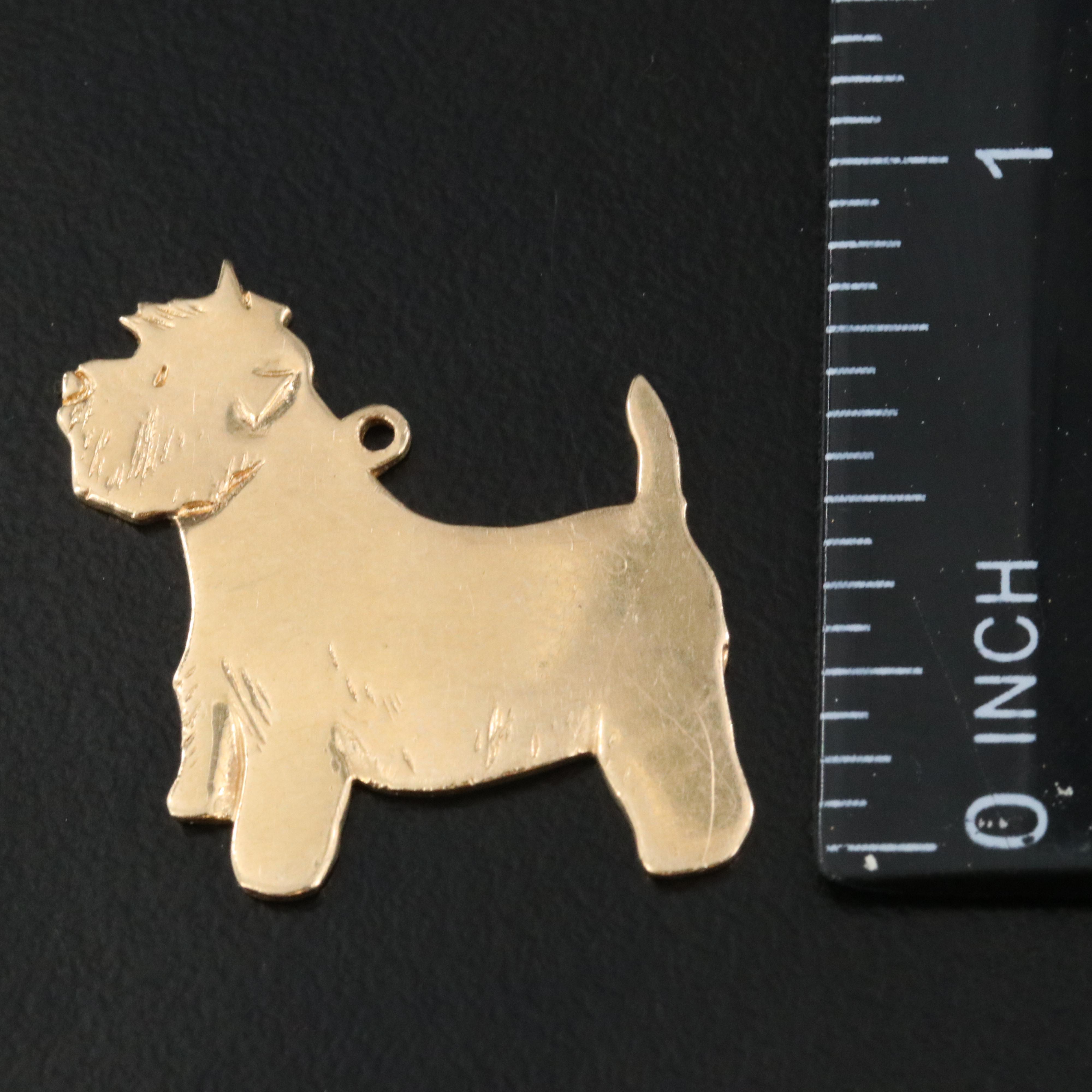 9K Baby Charm with 14K Scottie Dog, Wishbone and Key Charms